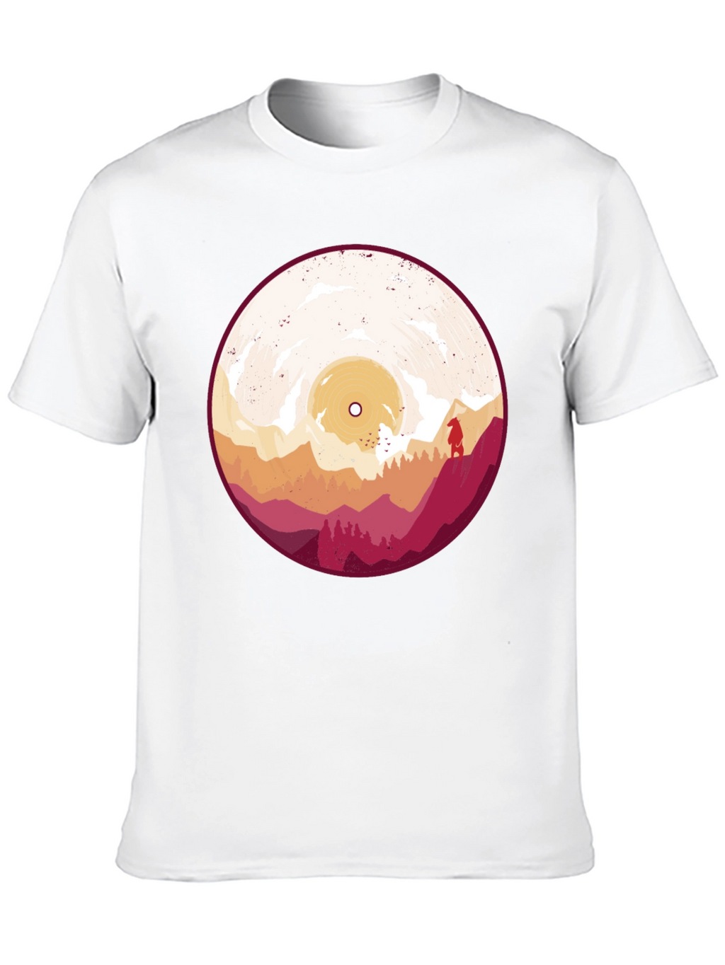Retro Vinyl Record Landscape Graphic Tee