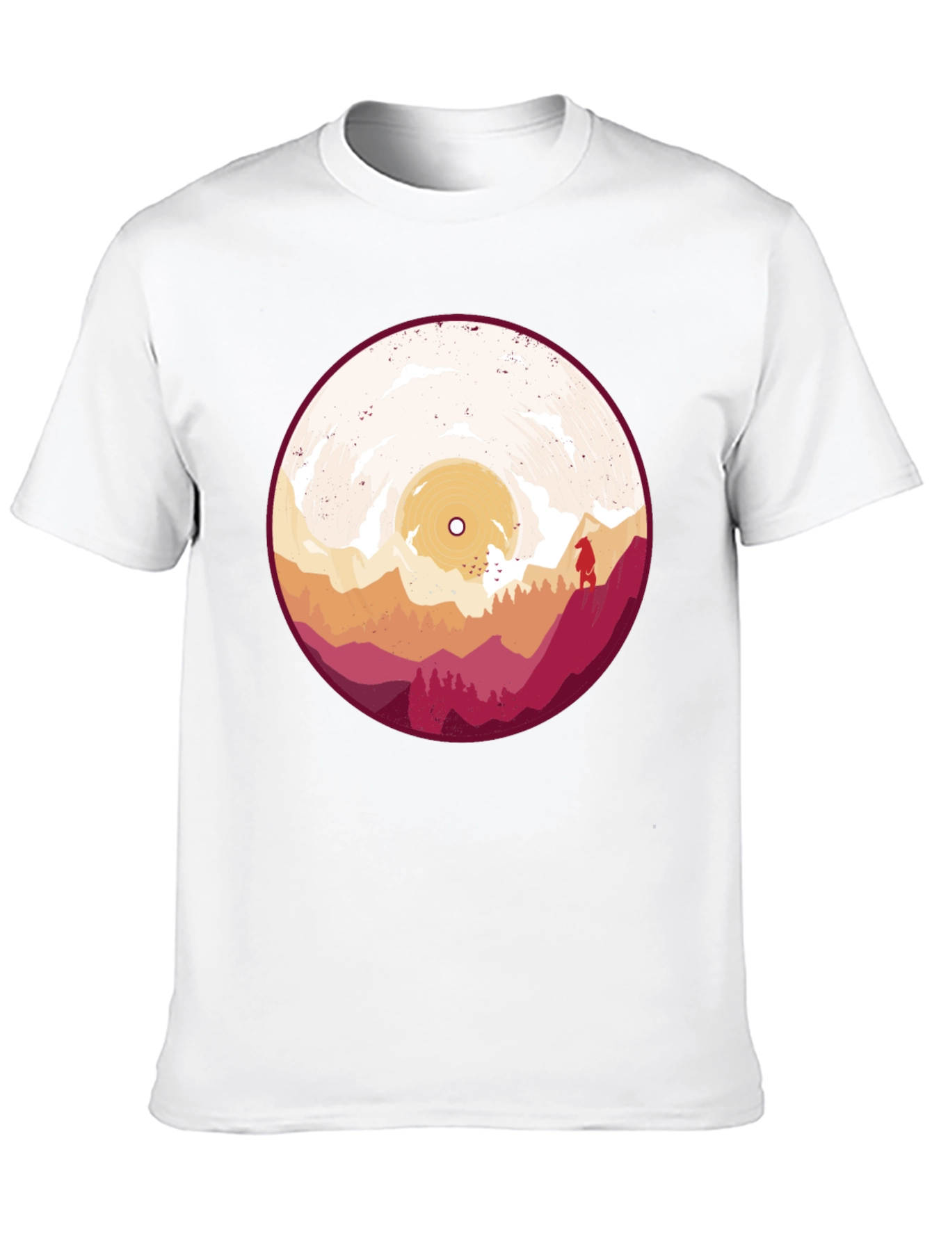 Retro Vinyl Record Landscape Graphic Tee