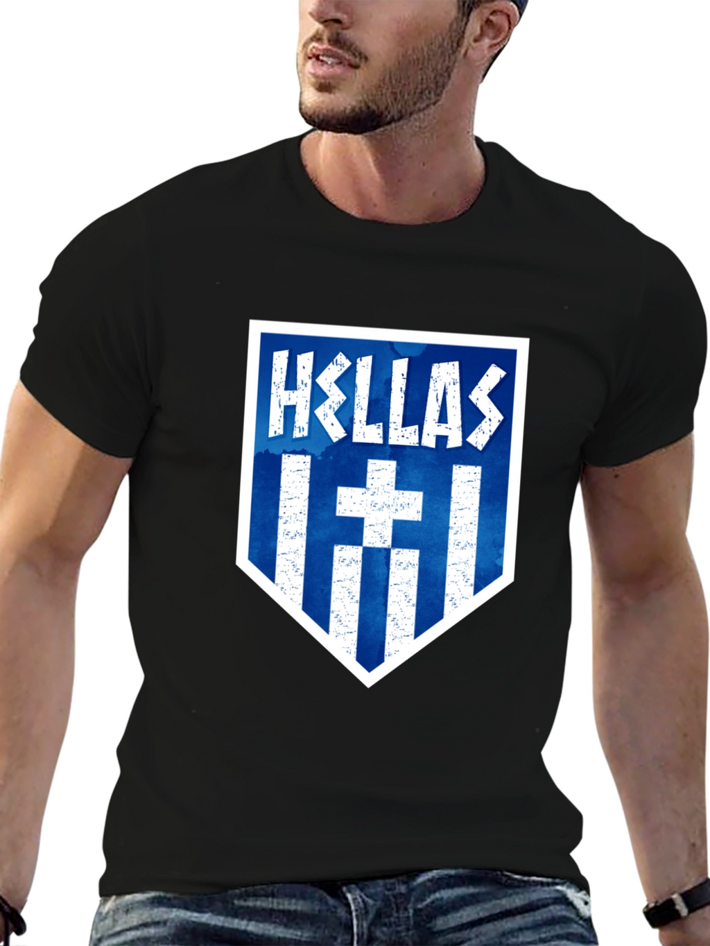Hellas T-Shirt: Greek Flag Inspired Design
