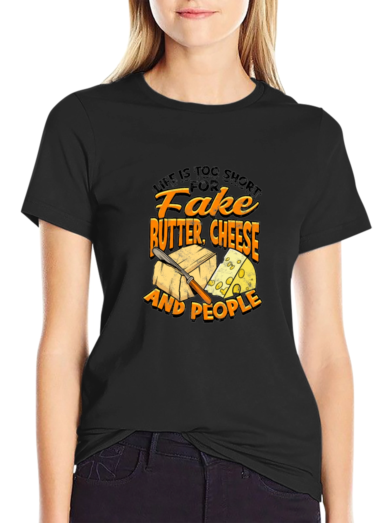 Funny Cheese & Butter Graphic T-Shirt