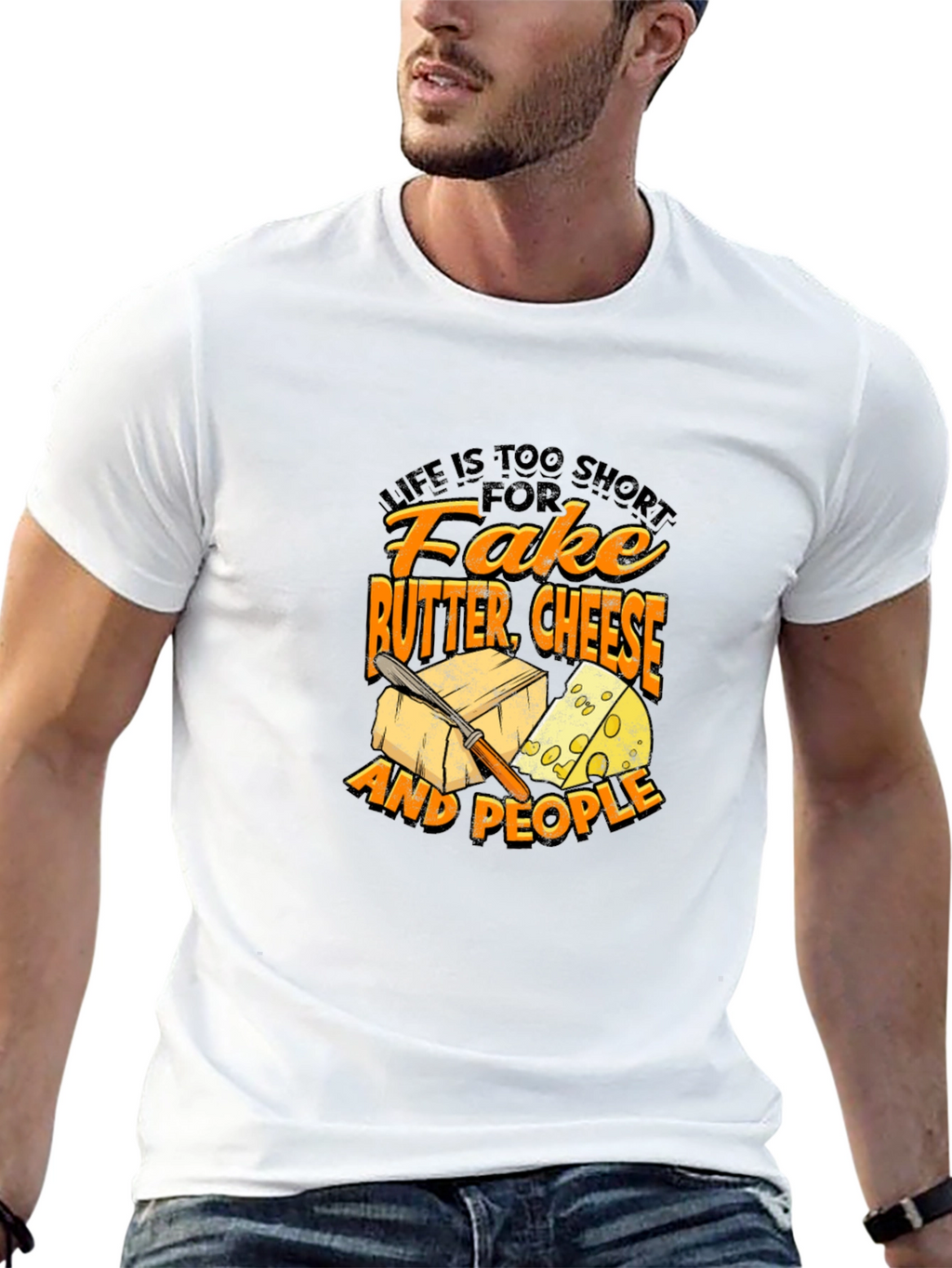 Funny Cheese & Butter Graphic T-Shirt