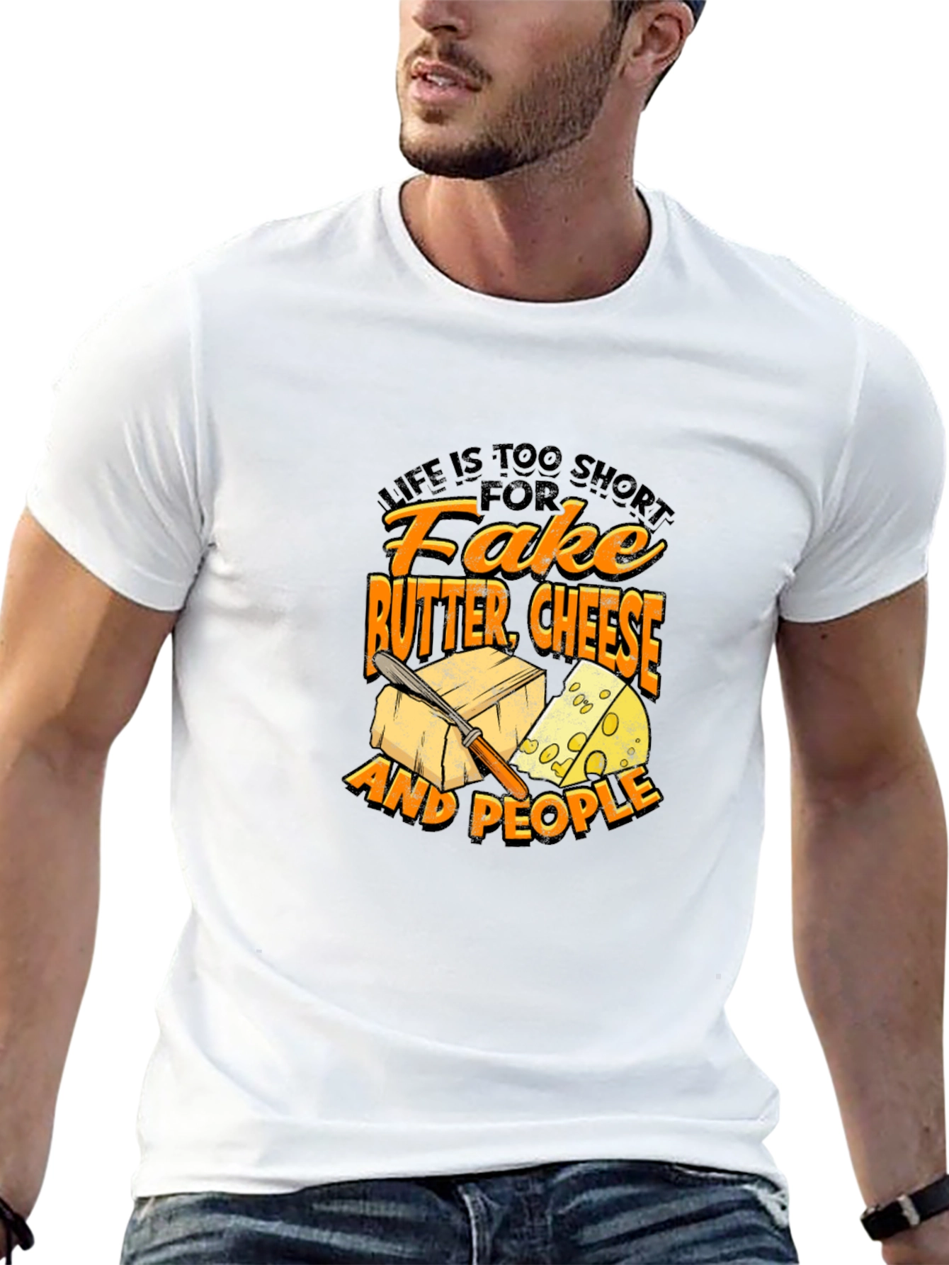 Funny Cheese & Butter Graphic T-Shirt