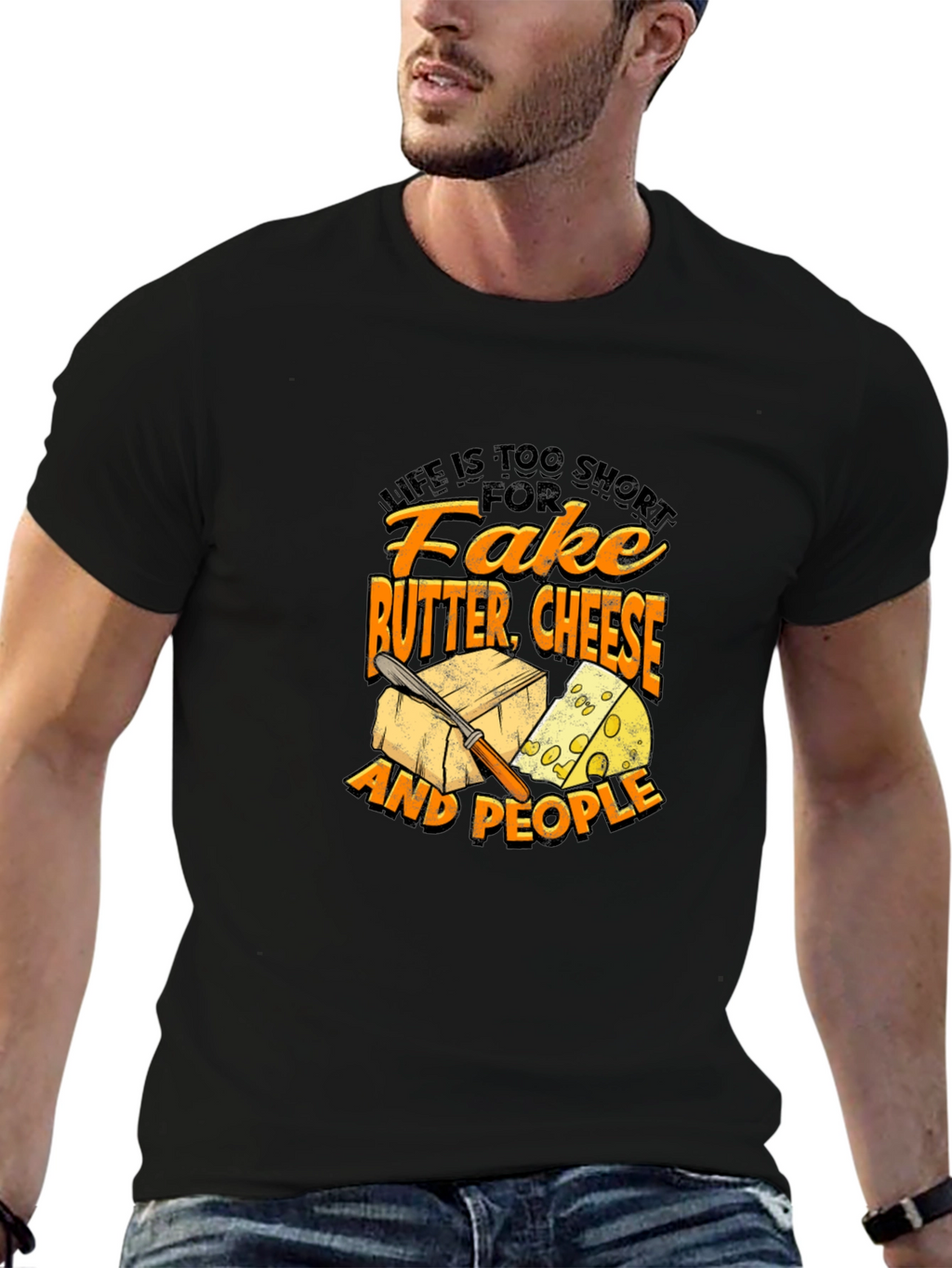 Funny Cheese & Butter Graphic T-Shirt