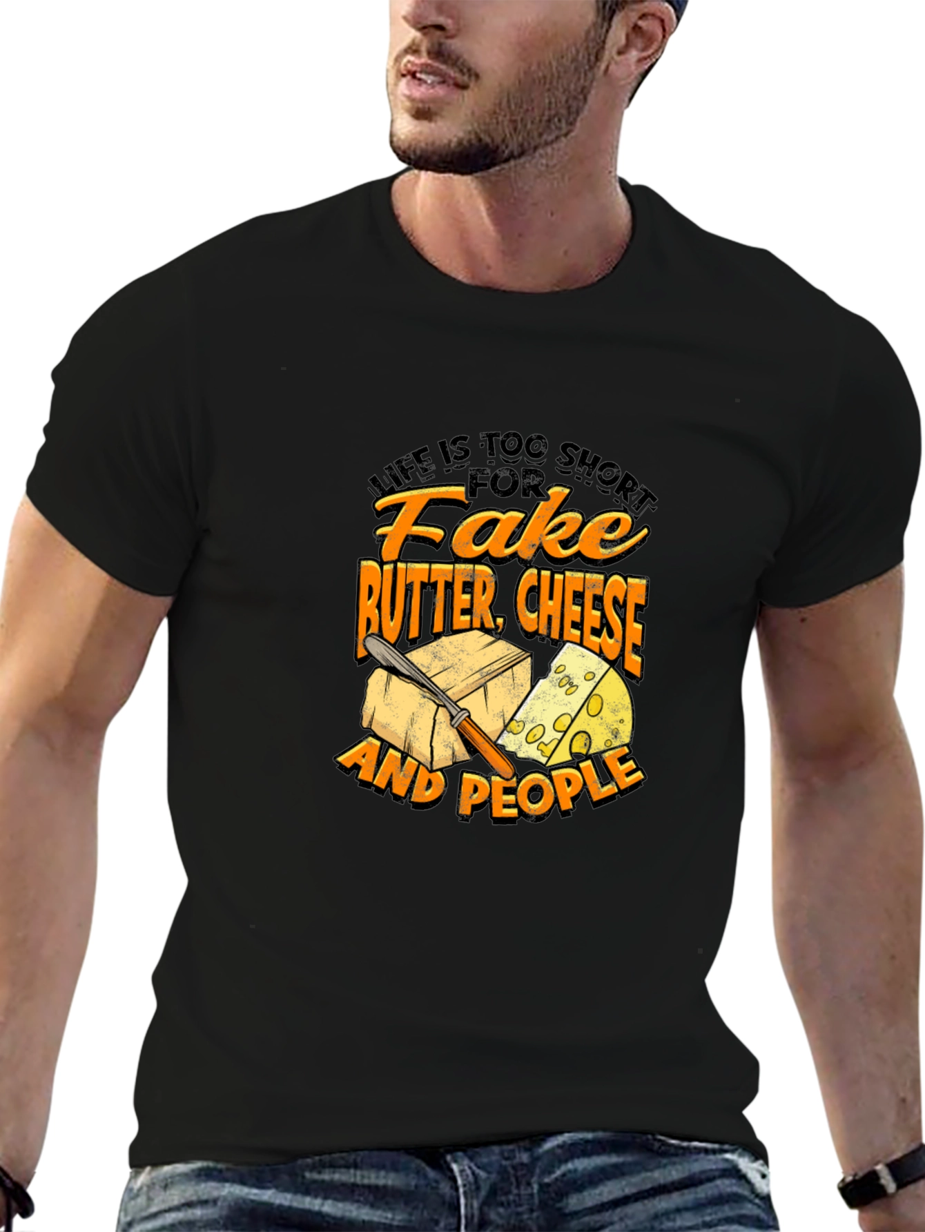 Funny Cheese & Butter Graphic T-Shirt