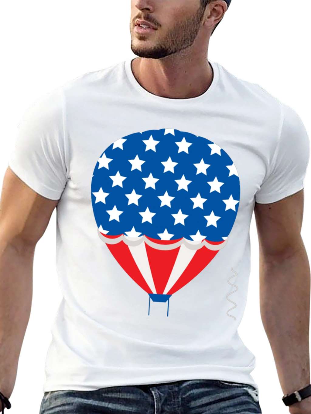 Patriotic Hot Air Balloon Graphic T-Shirt
