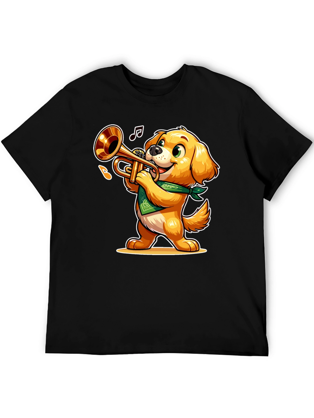 Dog Playing Trumpet T-Shirt - Fun Cartoon Design