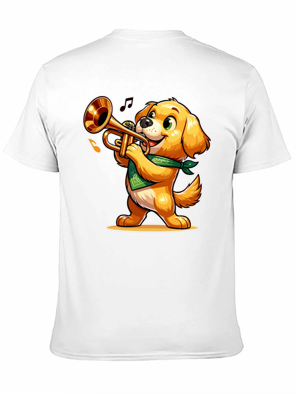 Dog Playing Trumpet T-Shirt - Fun Cartoon Design