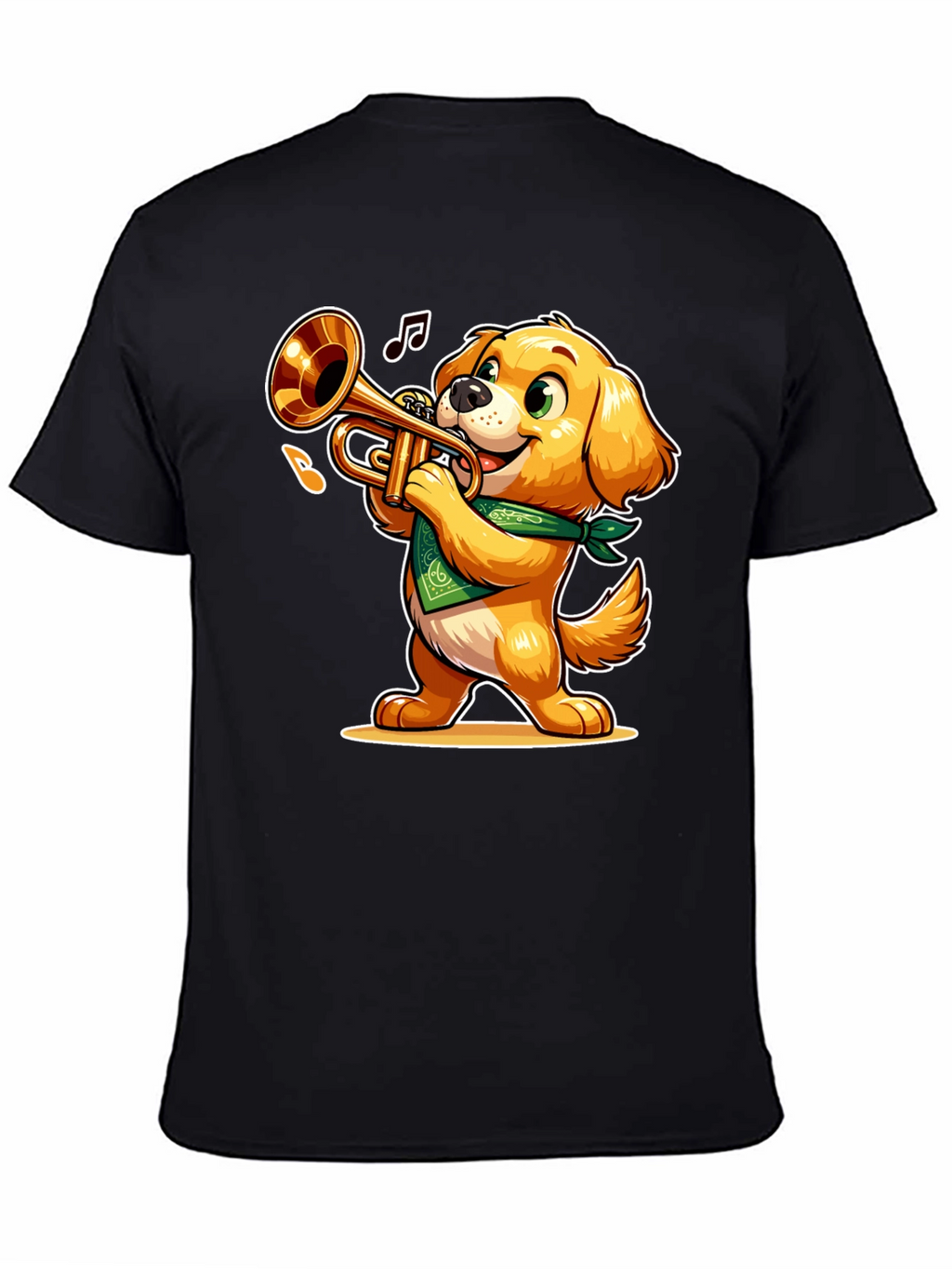 Dog Playing Trumpet T-Shirt - Fun Cartoon Design