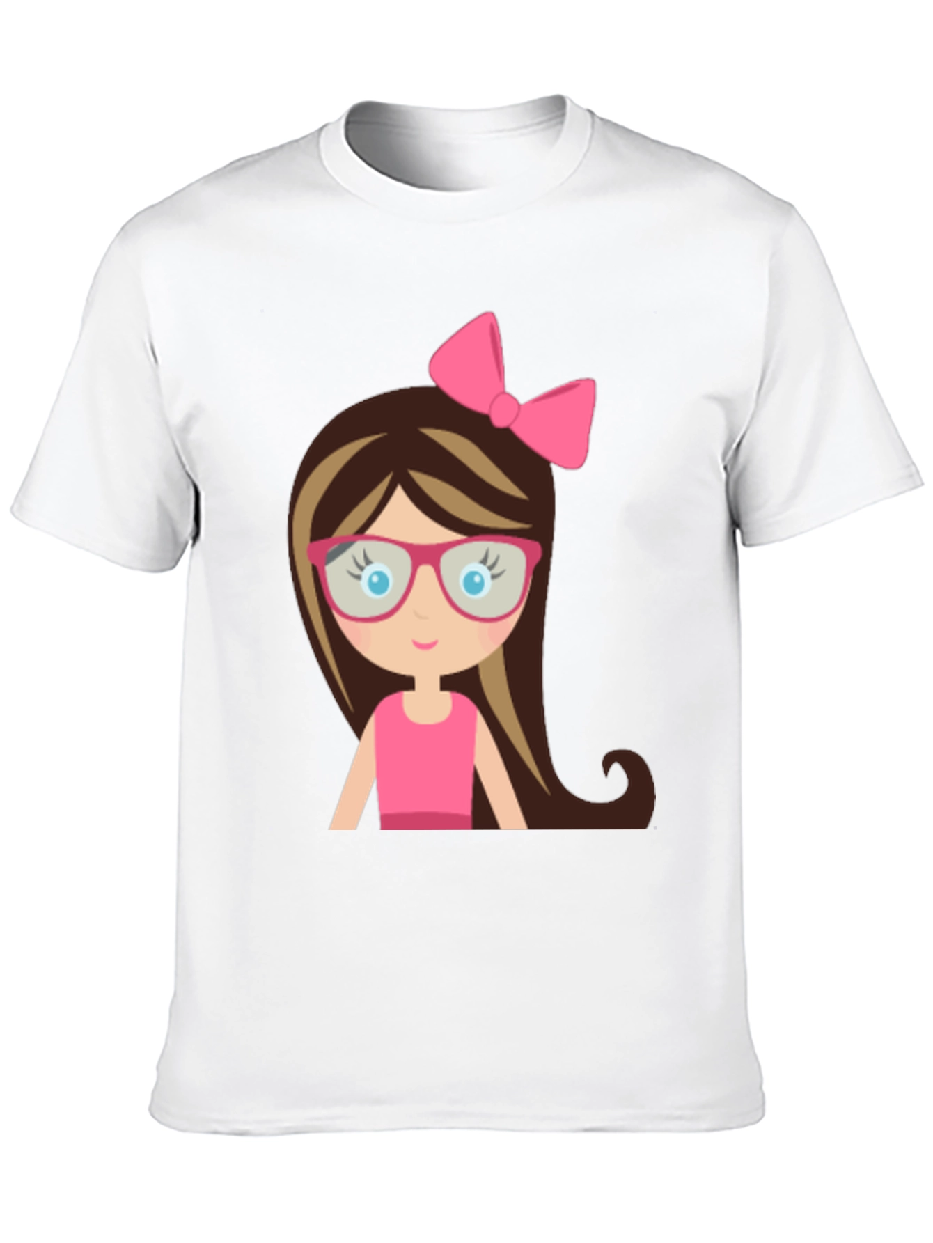 Cute Girl Cartoon Graphic Black T-Shirt