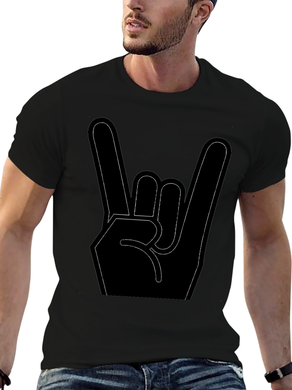 Rock On Hand Sign Graphic T-Shirt