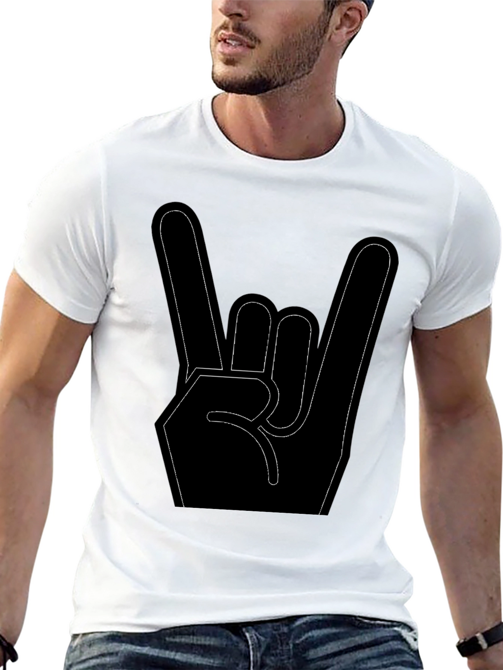 Rock On Hand Sign Graphic T-Shirt