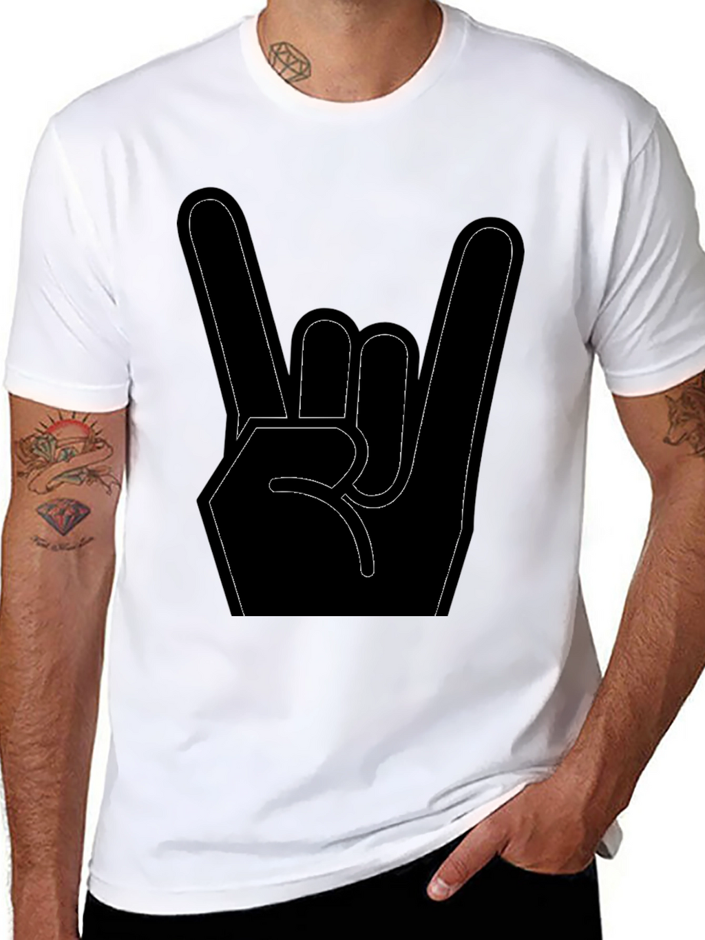 Rock On Hand Sign Graphic T-Shirt