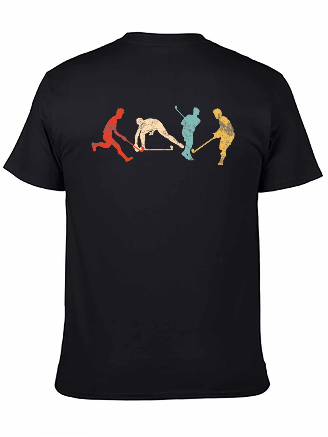 Vintage Hockey Player Graphic Tee - Soft Black Cotton T-Shirt