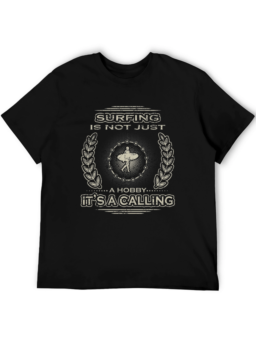 Surfing is a Calling Graphic Tee - Black