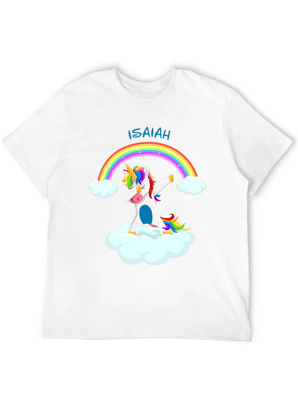 Isaiah Unicorn Rainbow Dab Black T-Shirt