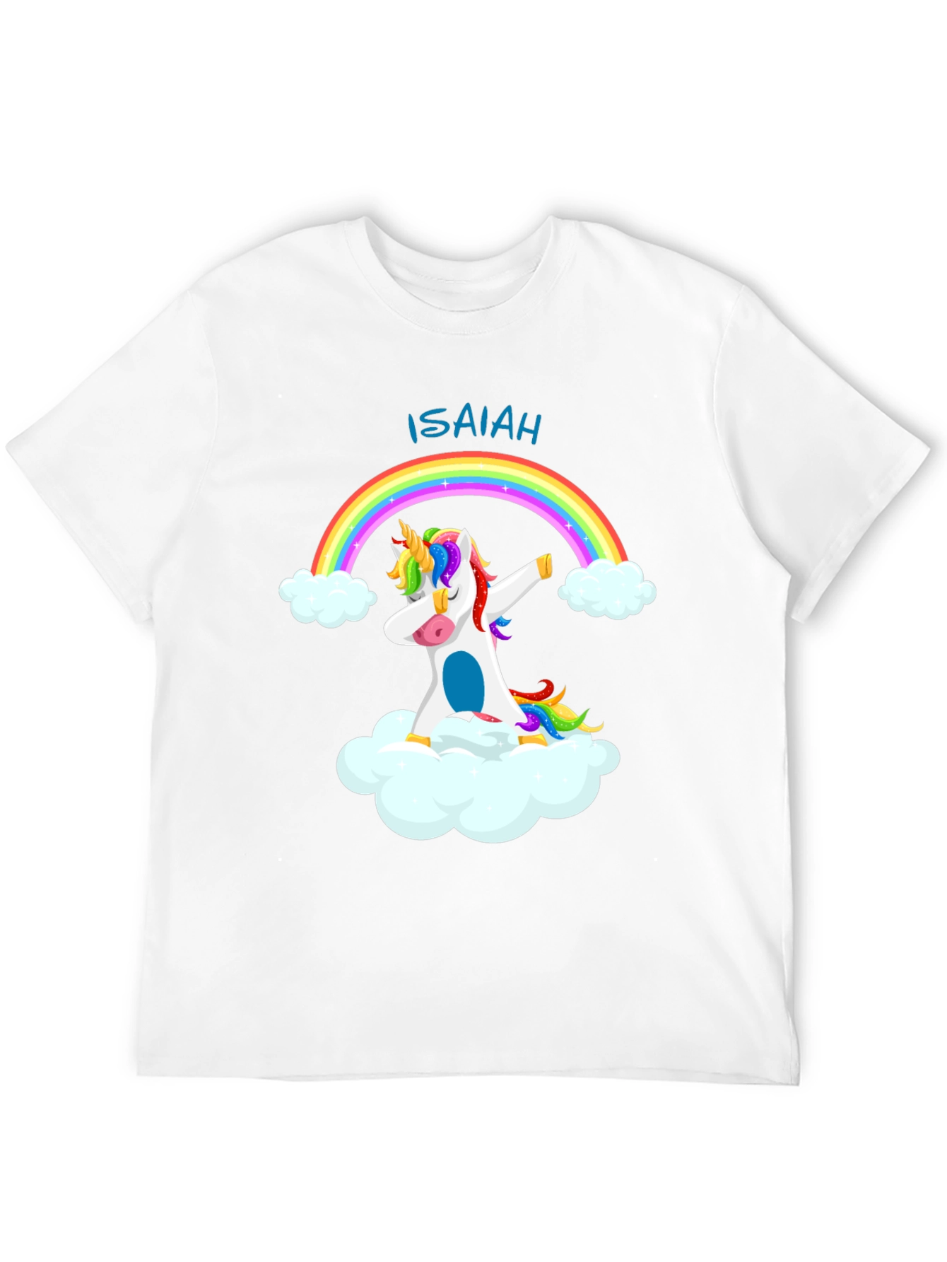 Isaiah Unicorn Rainbow Dab Black T-Shirt