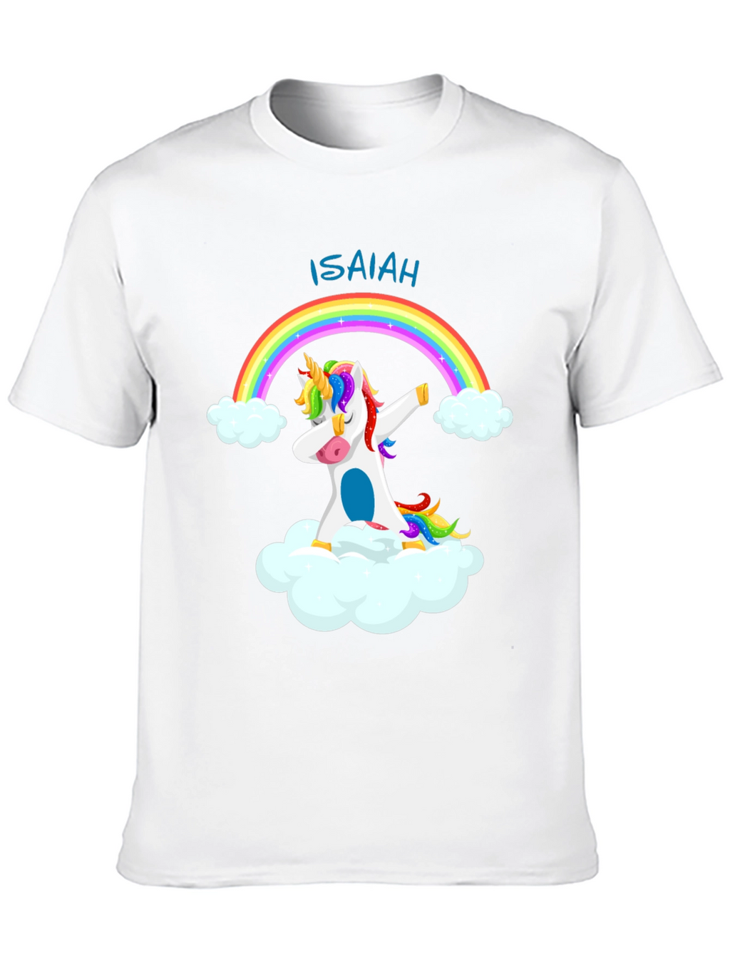 Isaiah Unicorn Rainbow Dab Black T-Shirt