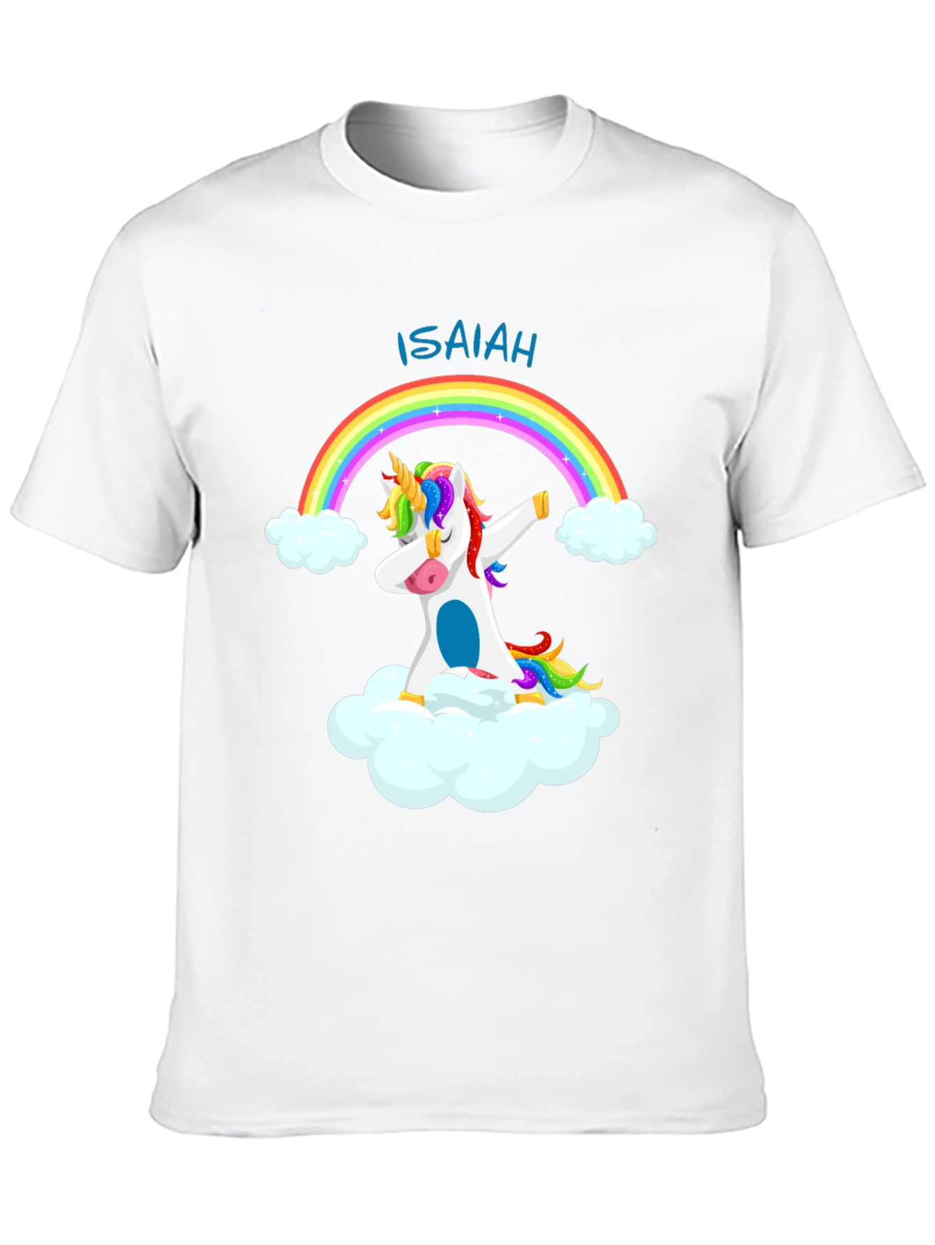 Isaiah Unicorn Rainbow Dab Black T-Shirt