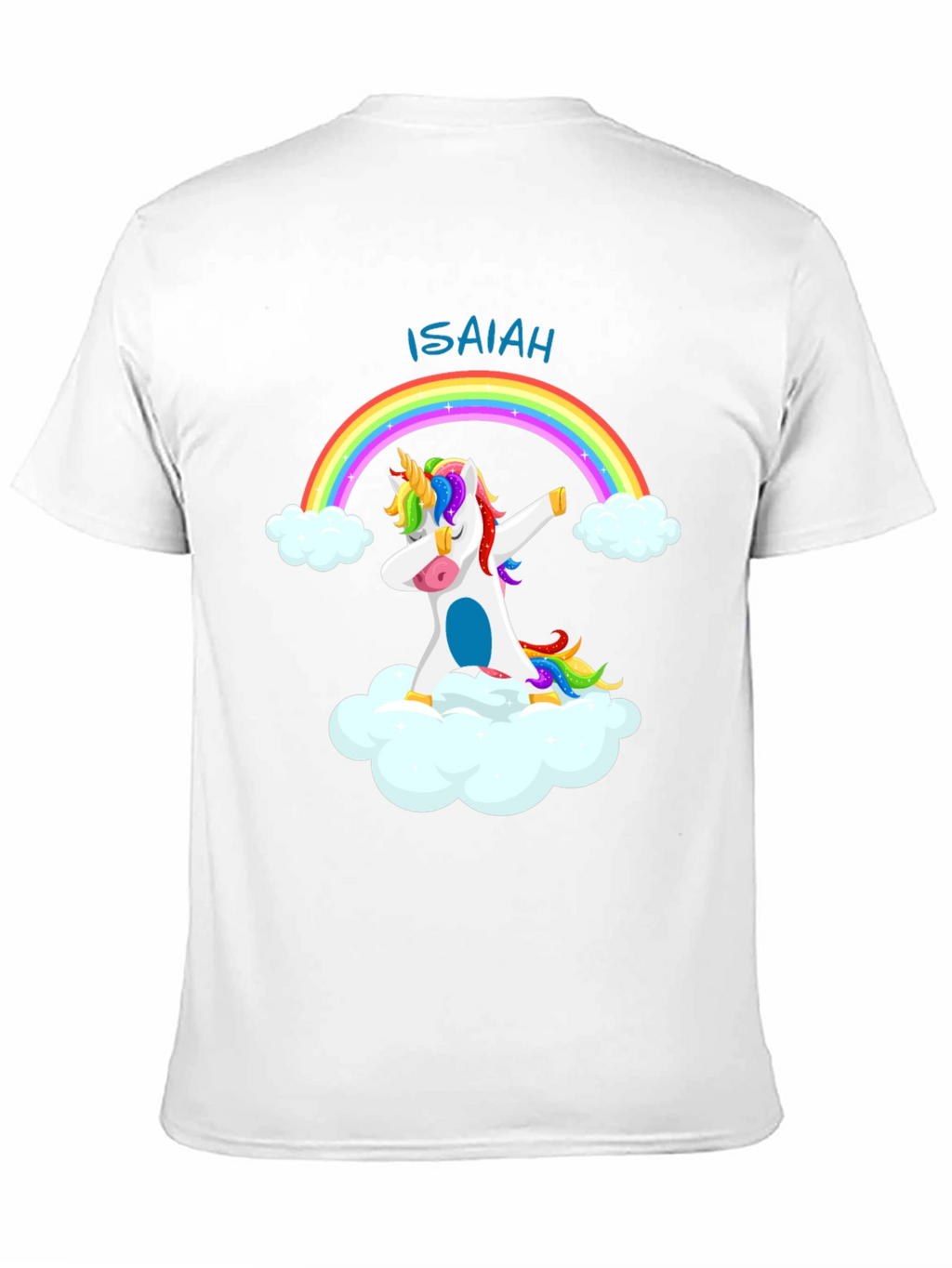 Isaiah Unicorn Rainbow Dab Black T-Shirt