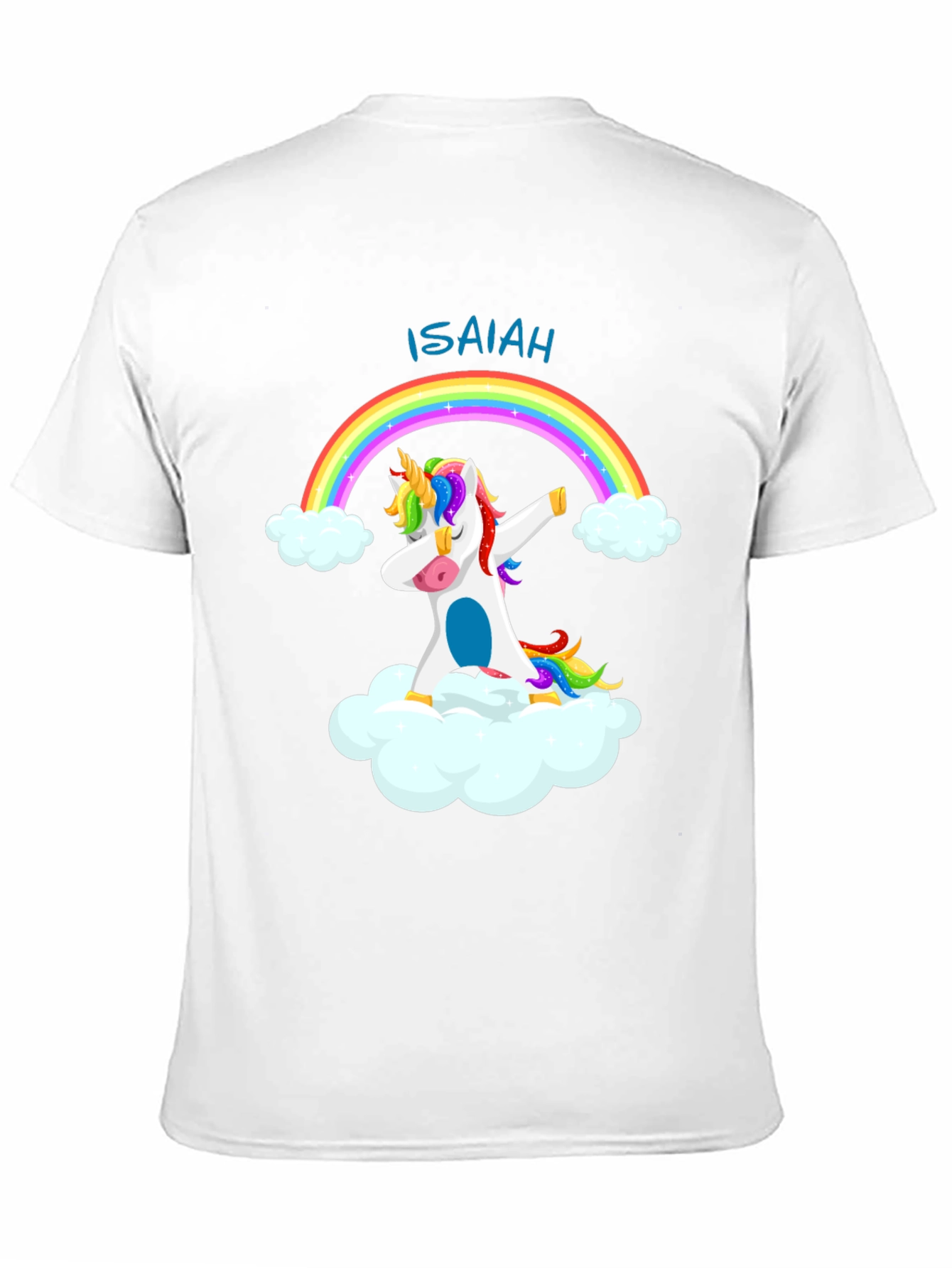 Isaiah Unicorn Rainbow Dab Black T-Shirt