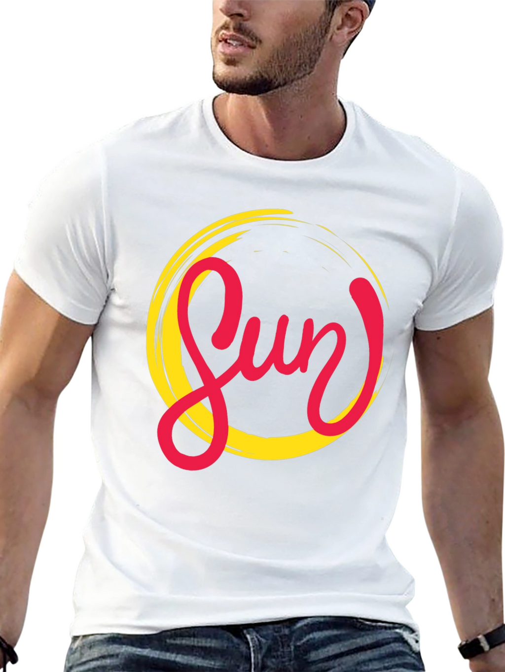 Stylish Sun Graphic Black T-Shirt for Men