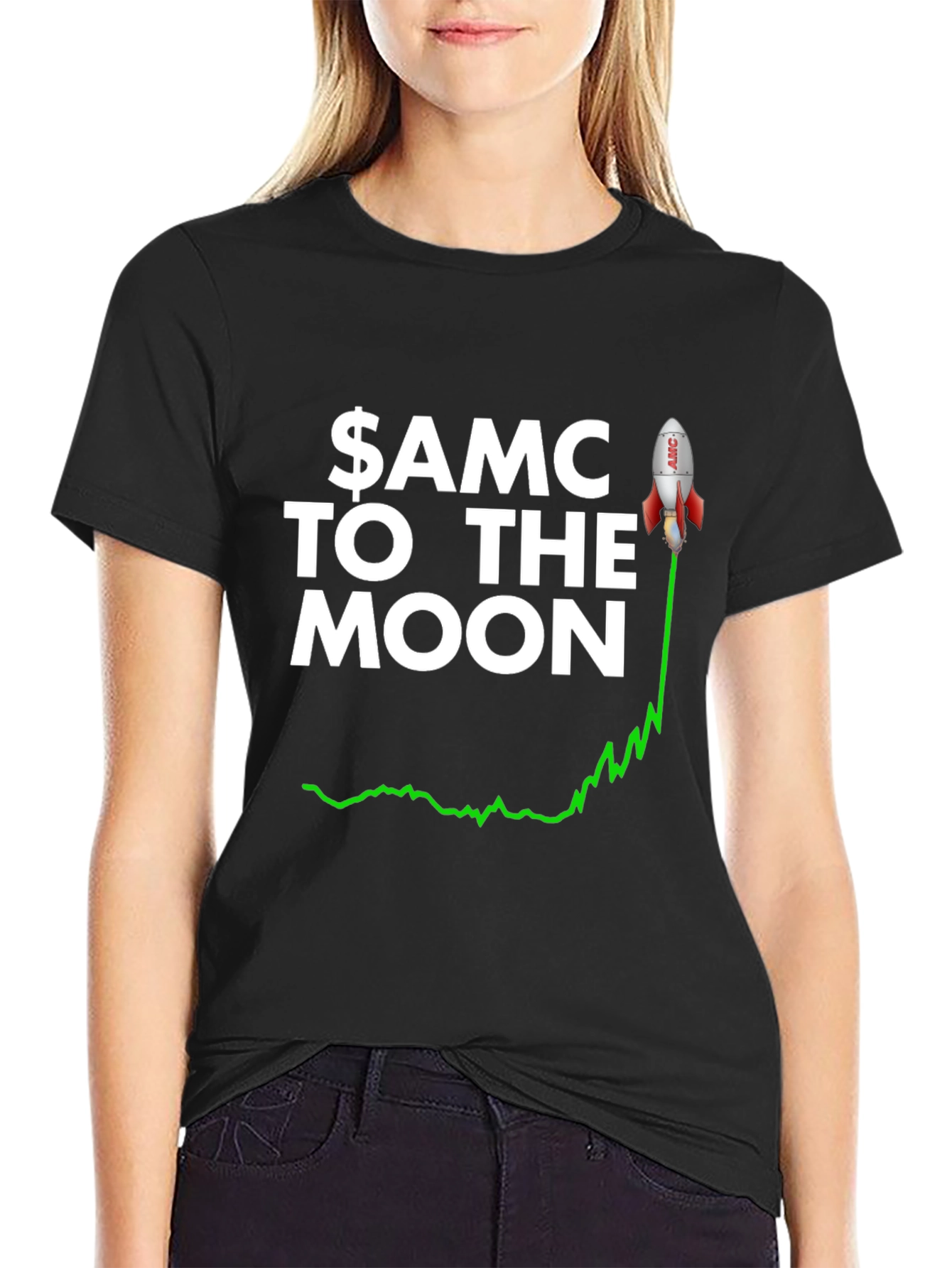 AMC To The Moon Stock Market Black T-Shirt