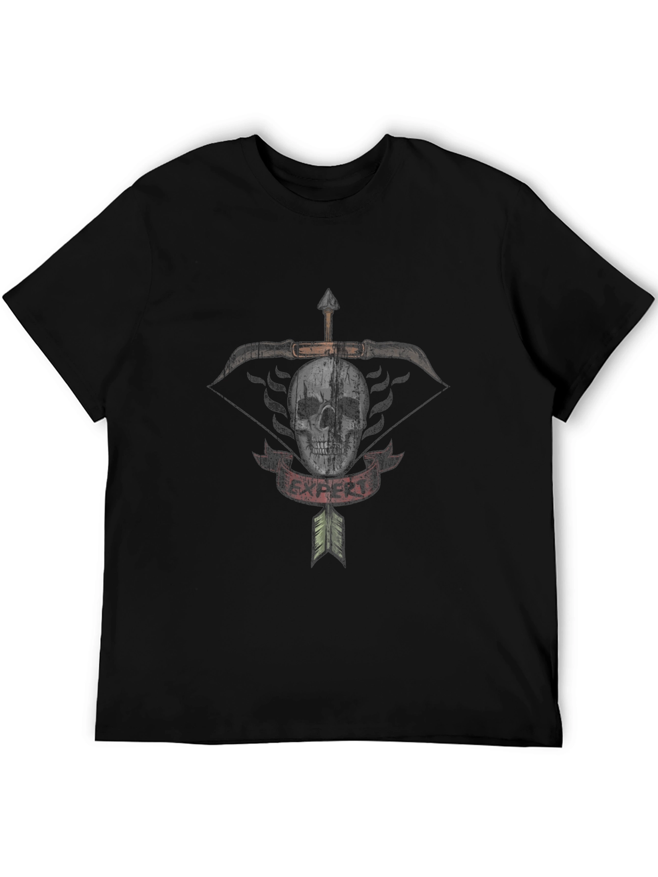 Expert Archer Skull Graphic T-Shirt - Black Cotton Tee
