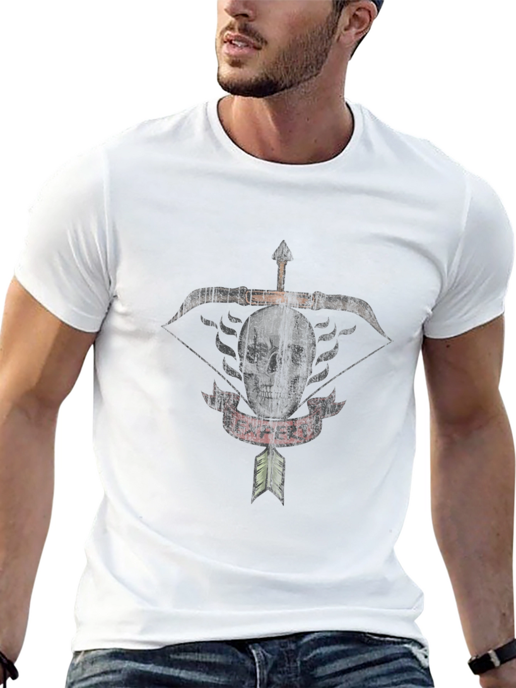 Expert Archer Skull Graphic T-Shirt - Black Cotton Tee