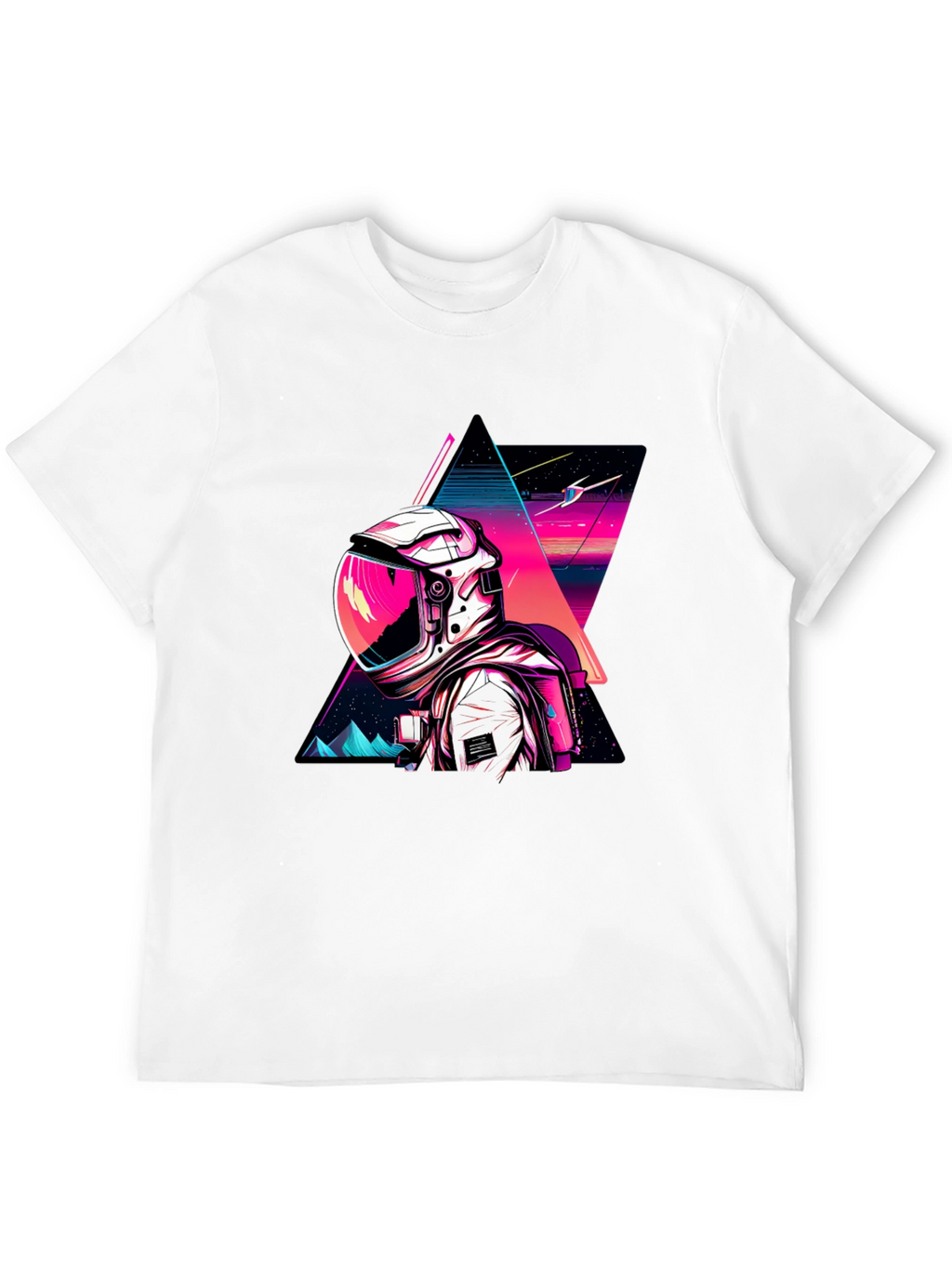 Retro Spaceman Graphic Tee - Black Cotton Blend