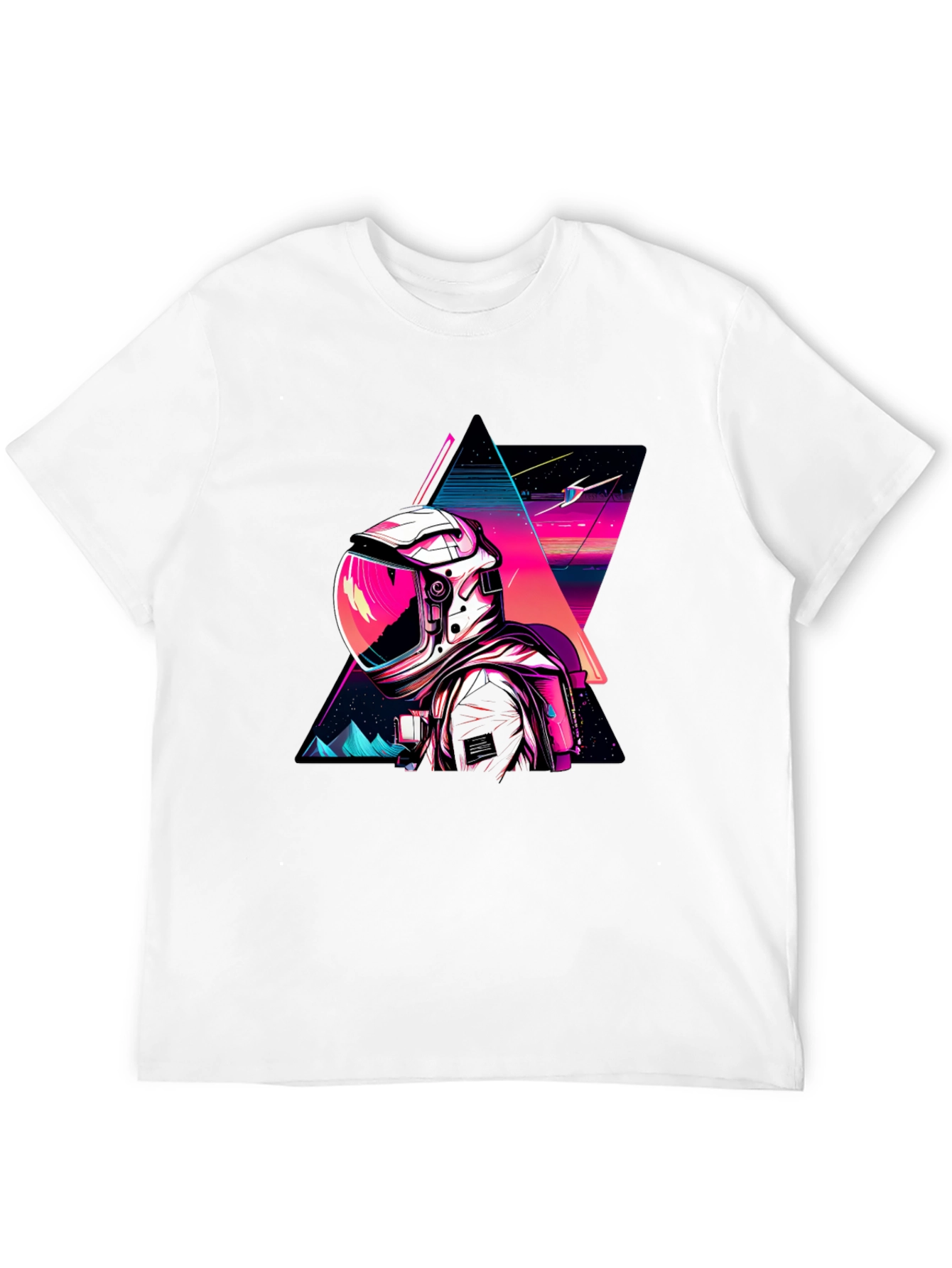 Retro Spaceman Graphic Tee - Black Cotton Blend