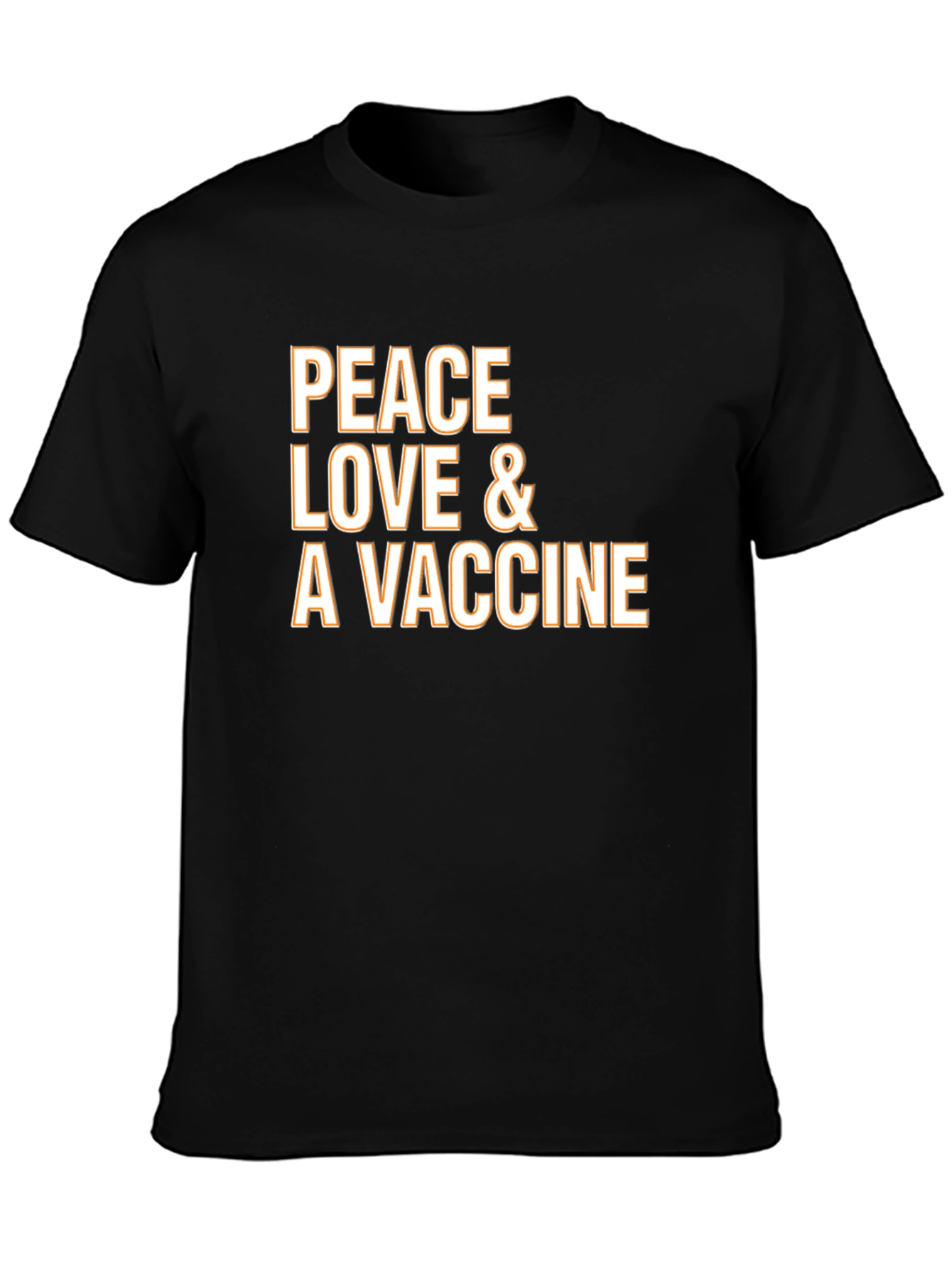 Peace Love Vaccine T-Shirt - Black Crew Neck