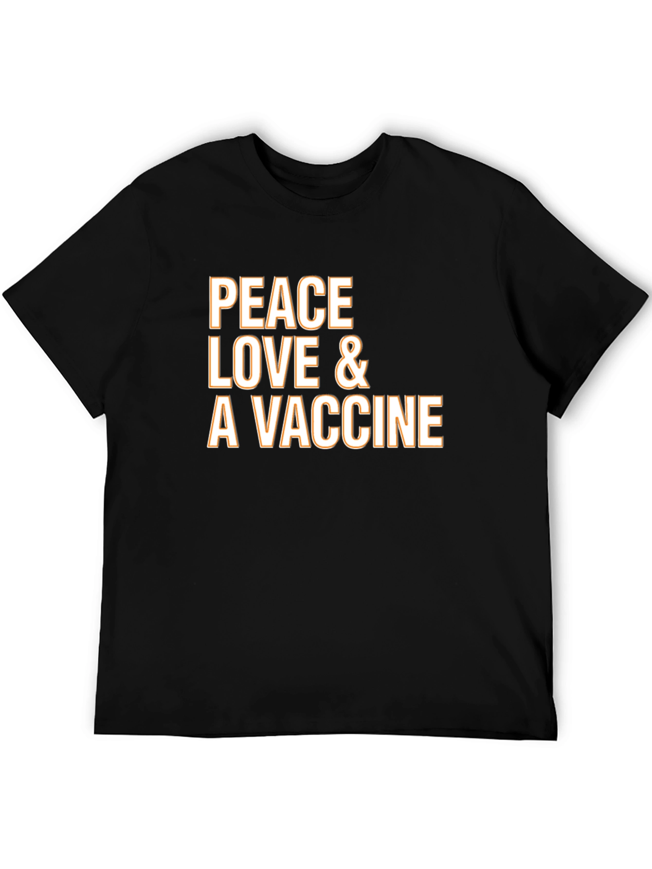Peace Love Vaccine T-Shirt - Black Crew Neck