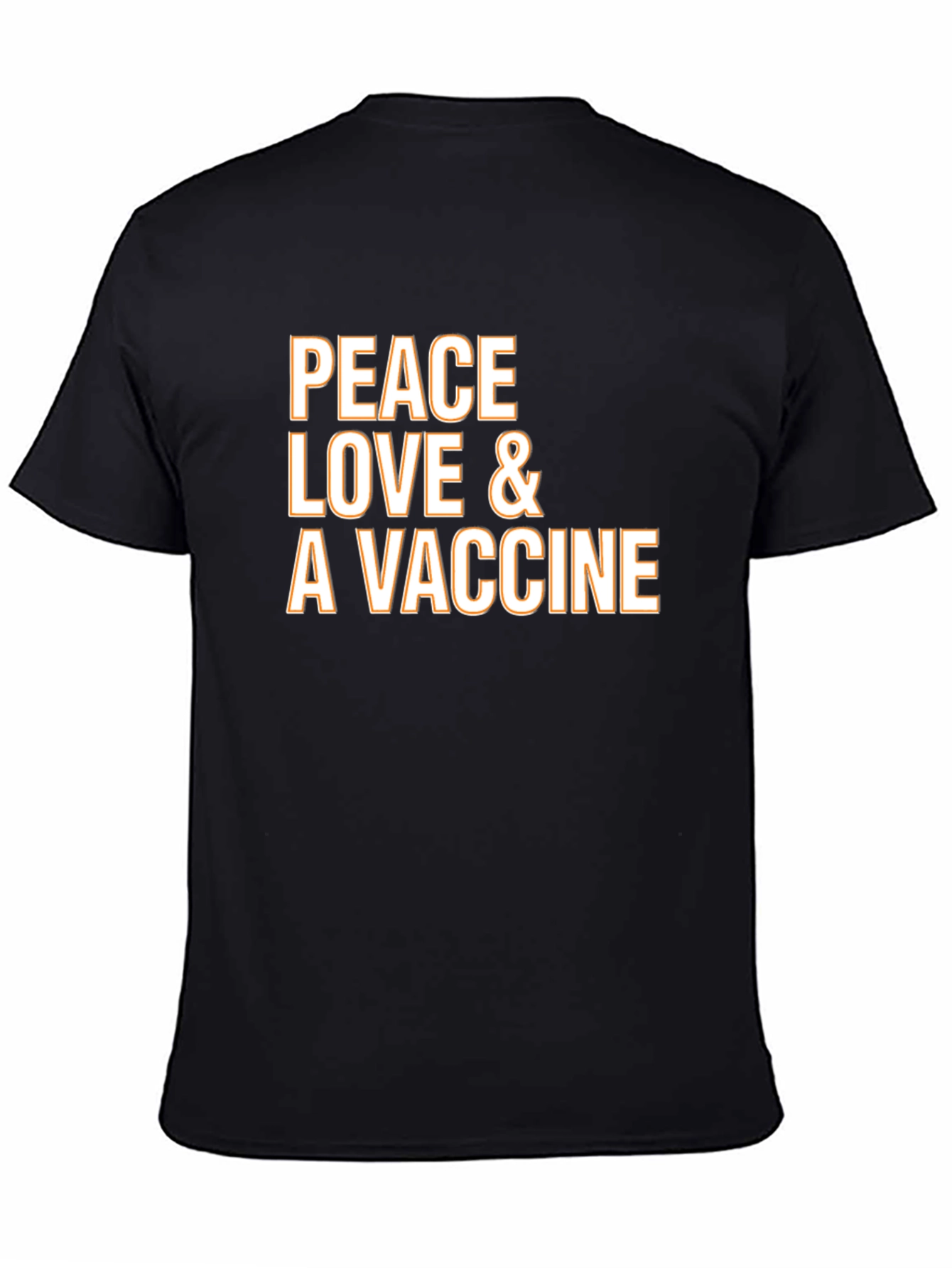 Peace Love Vaccine T-Shirt - Black Crew Neck