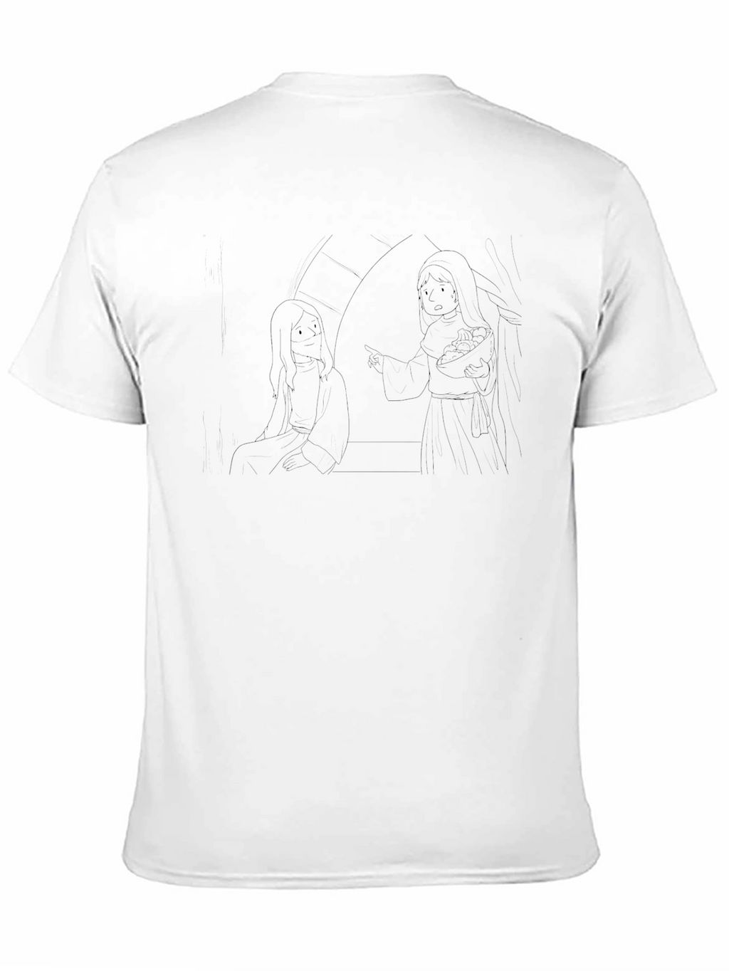 Black Graphic Tee - Cartoon Line Art Design