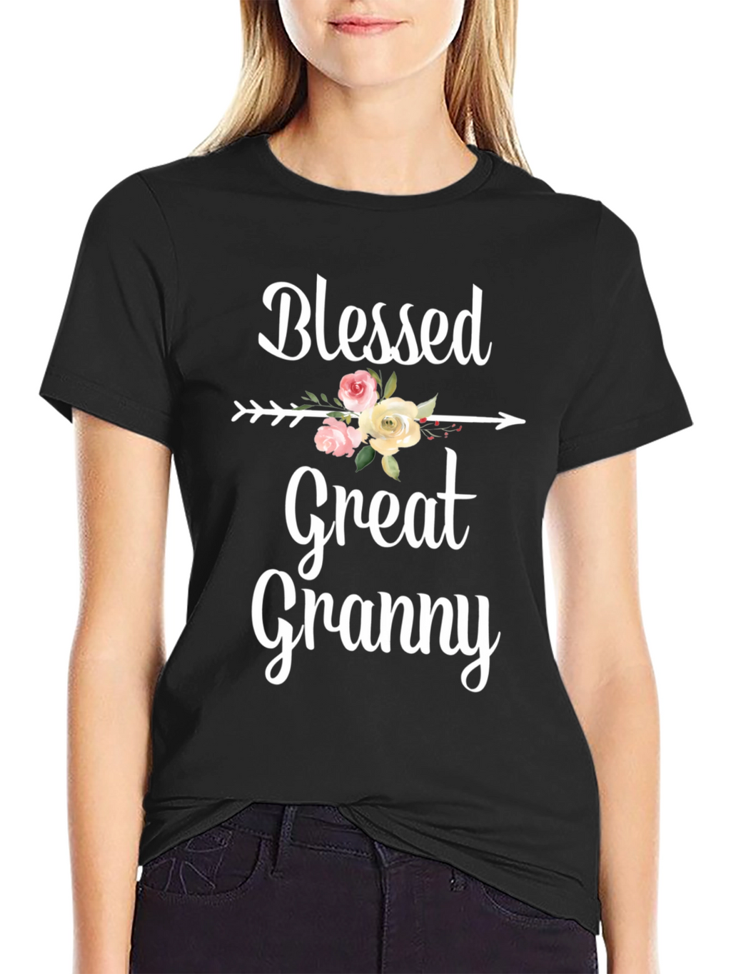 Blessed Great Granny T-Shirt - Floral Arrow Design
