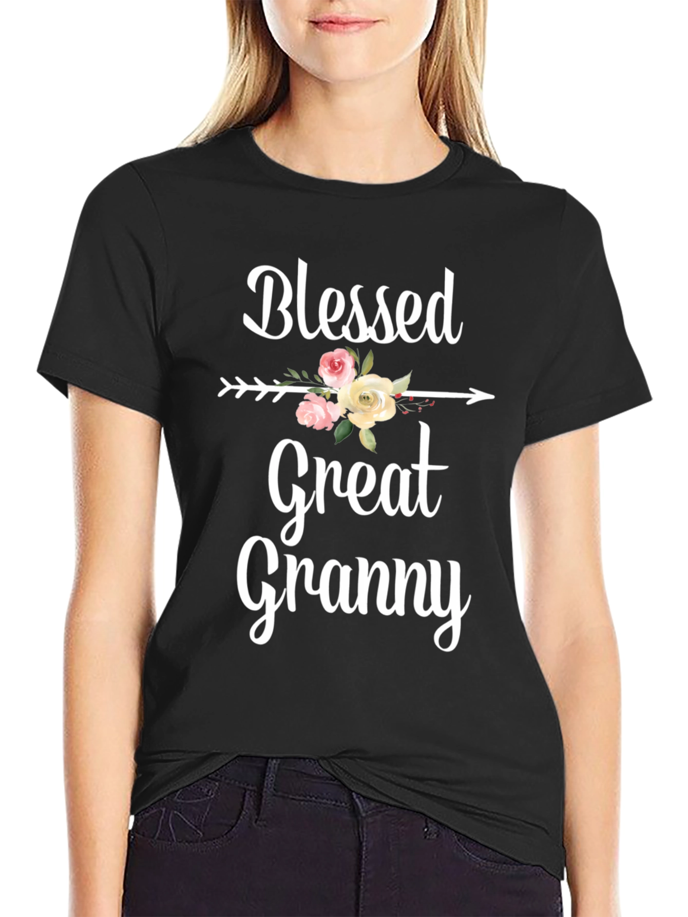 Blessed Great Granny T-Shirt - Floral Arrow Design