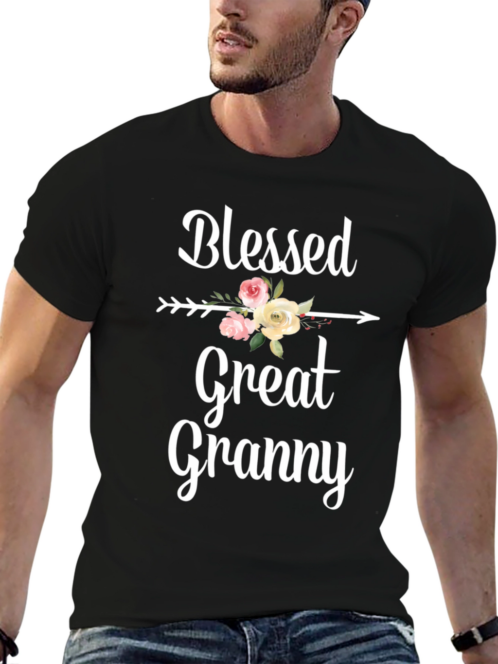 Blessed Great Granny T-Shirt - Floral Arrow Design