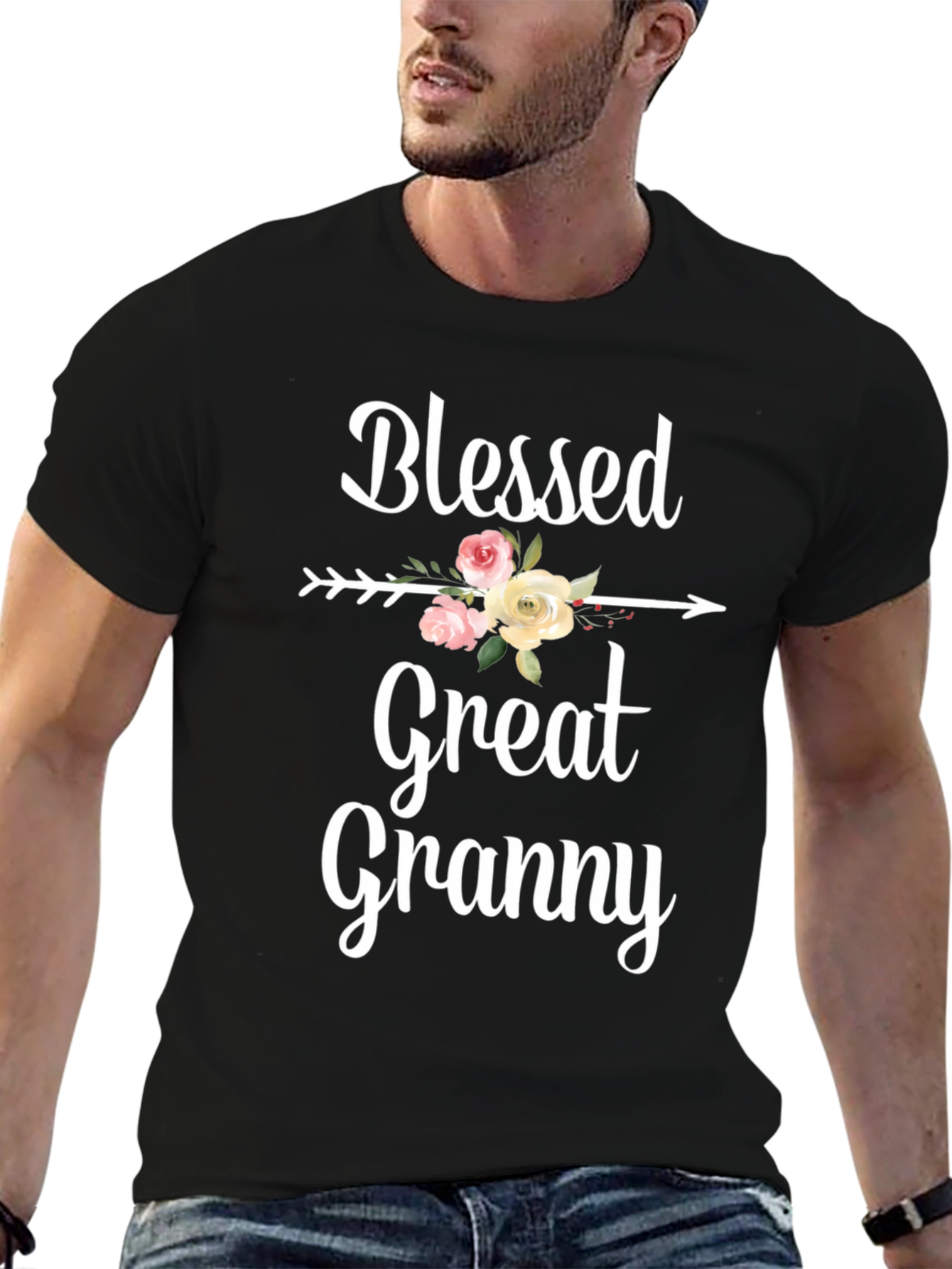 Blessed Great Granny T-Shirt - Floral Arrow Design