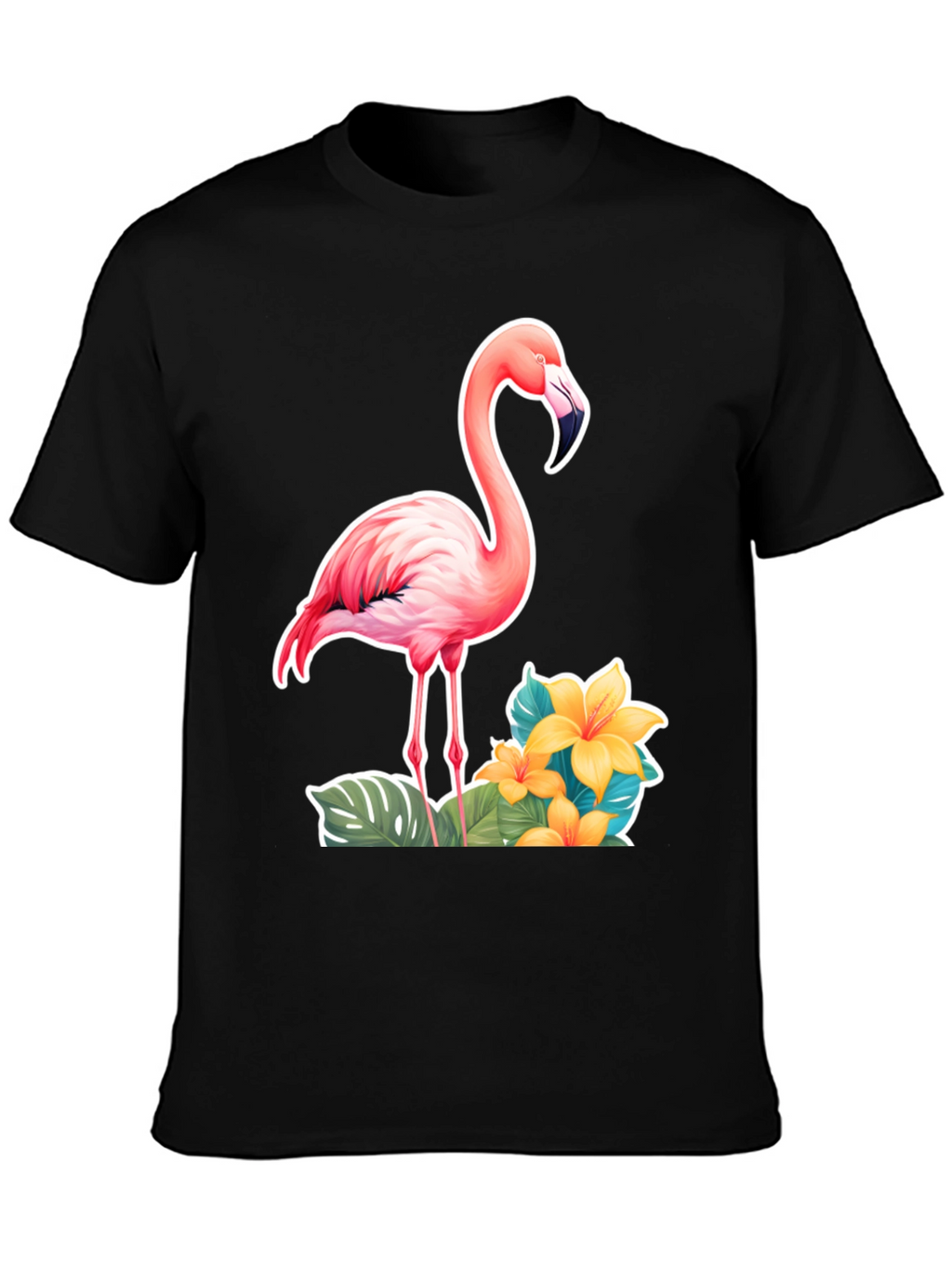 Tropical Flamingo T-Shirt - Black