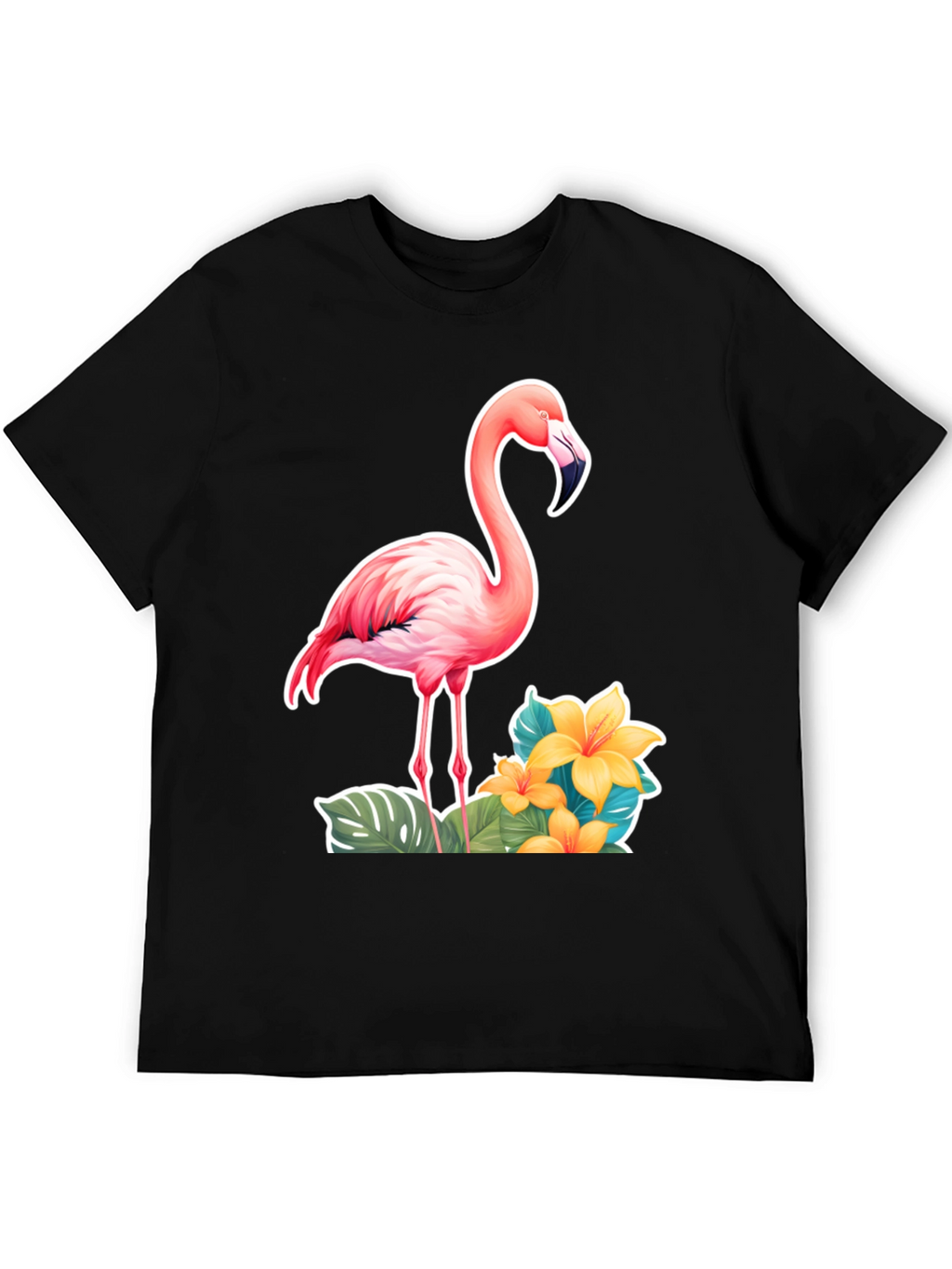 Tropical Flamingo T-Shirt - Black
