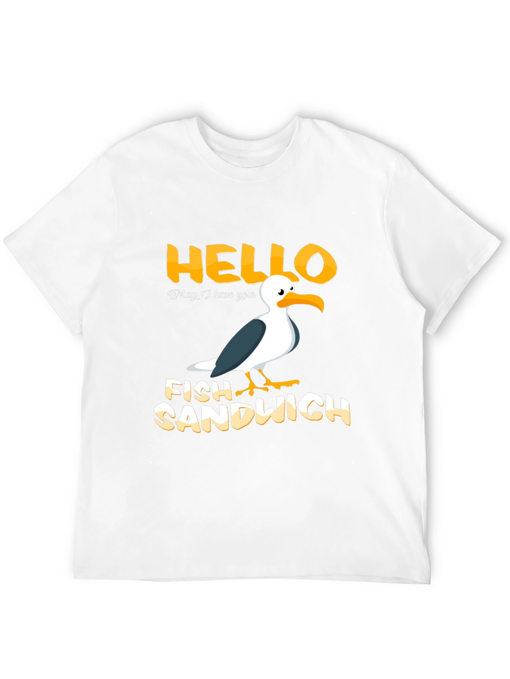 Hello Fish Sandwich T-Shirt Funny Seagull Humor Tee