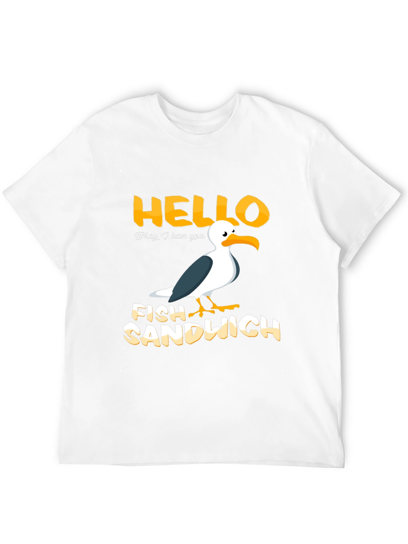 Hello Fish Sandwich T-Shirt Funny Seagull Humor Tee