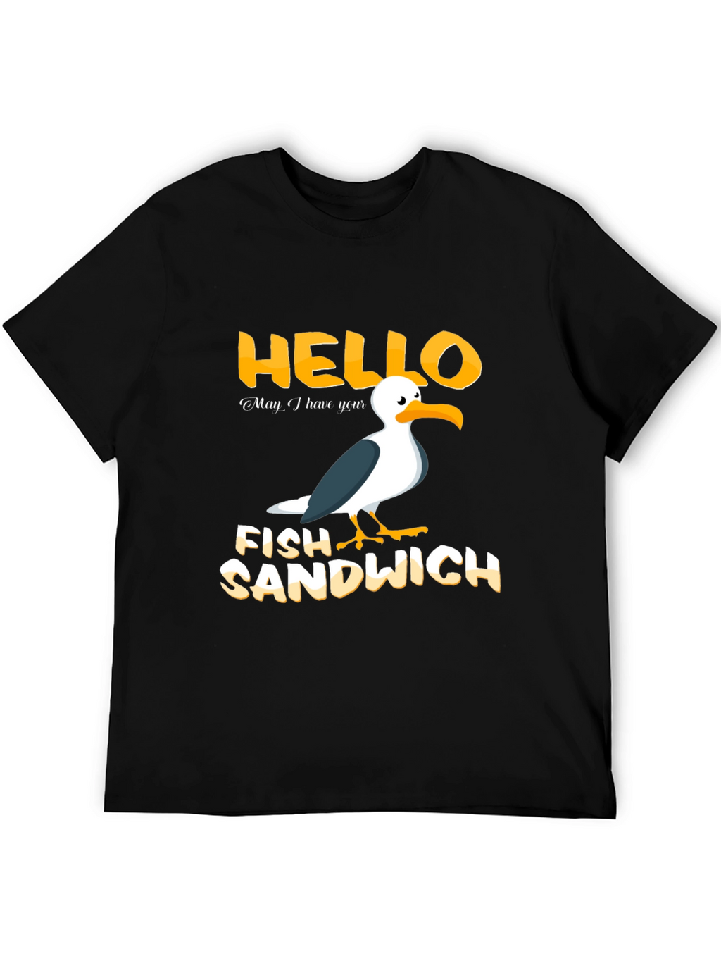 Hello Fish Sandwich T-Shirt Funny Seagull Humor Tee