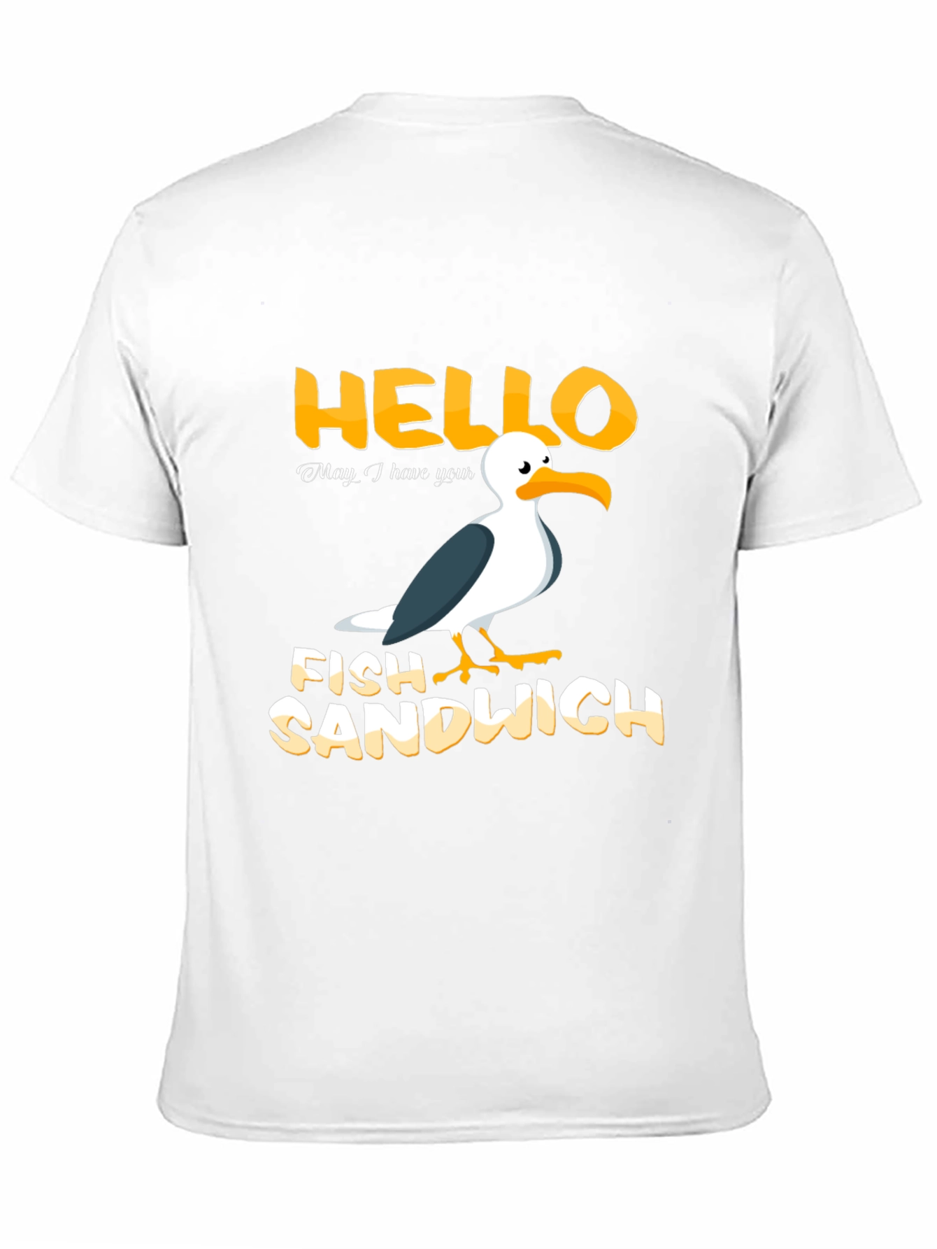 Hello Fish Sandwich T-Shirt Funny Seagull Humor Tee