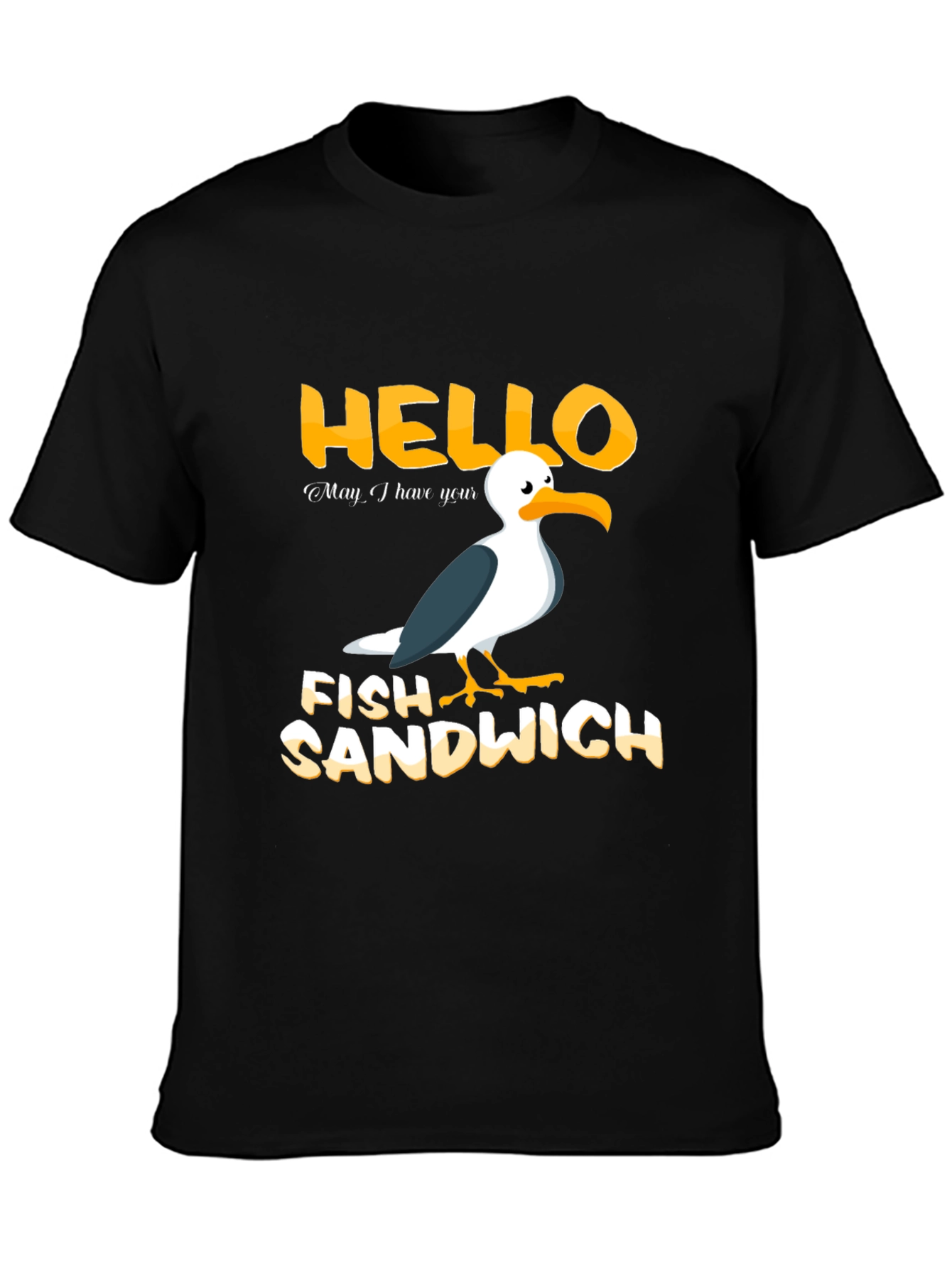 Hello Fish Sandwich T-Shirt Funny Seagull Humor Tee