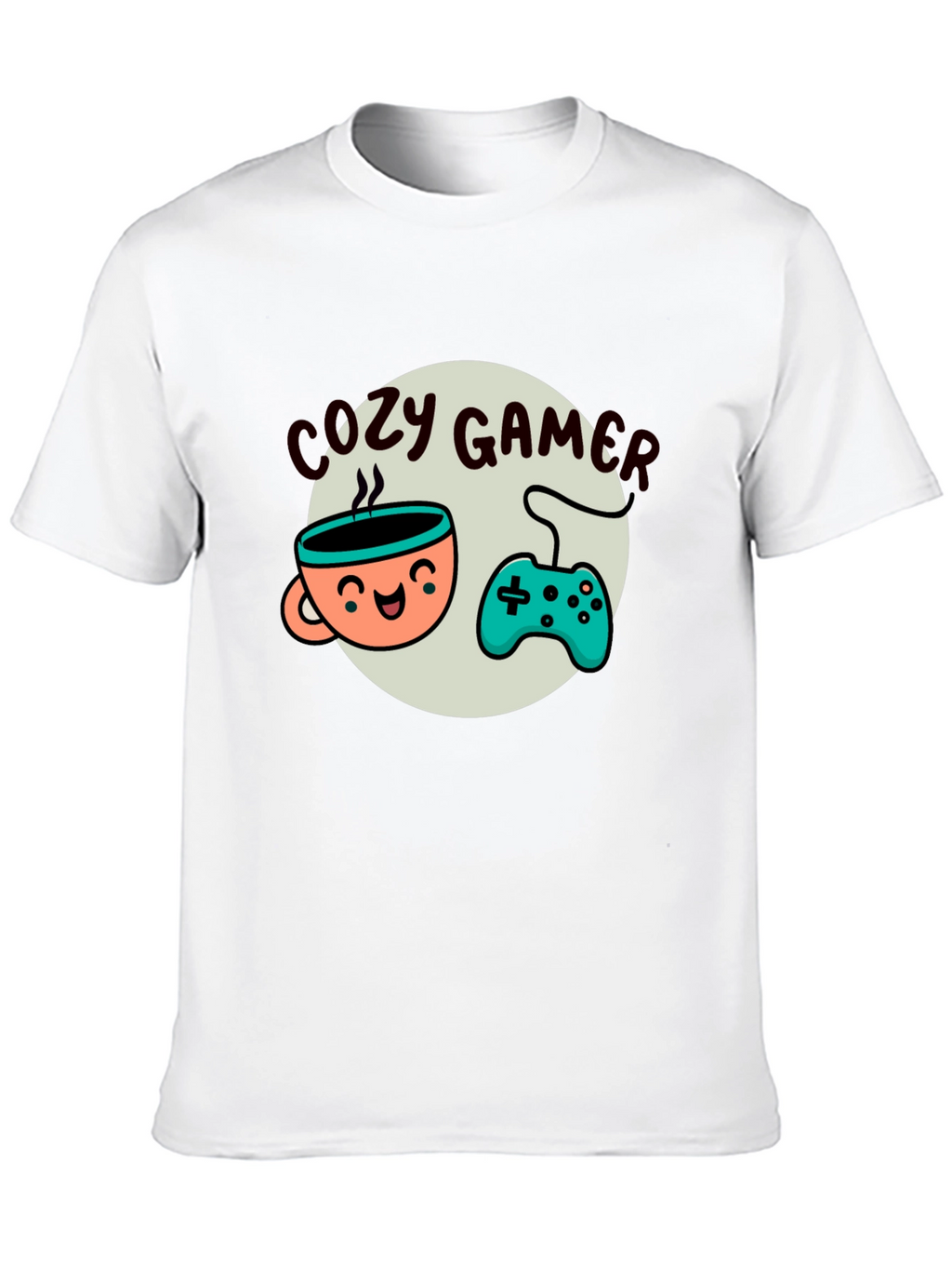 Cozy Gamer T-Shirt - Coffee and Controller Graphic Tee