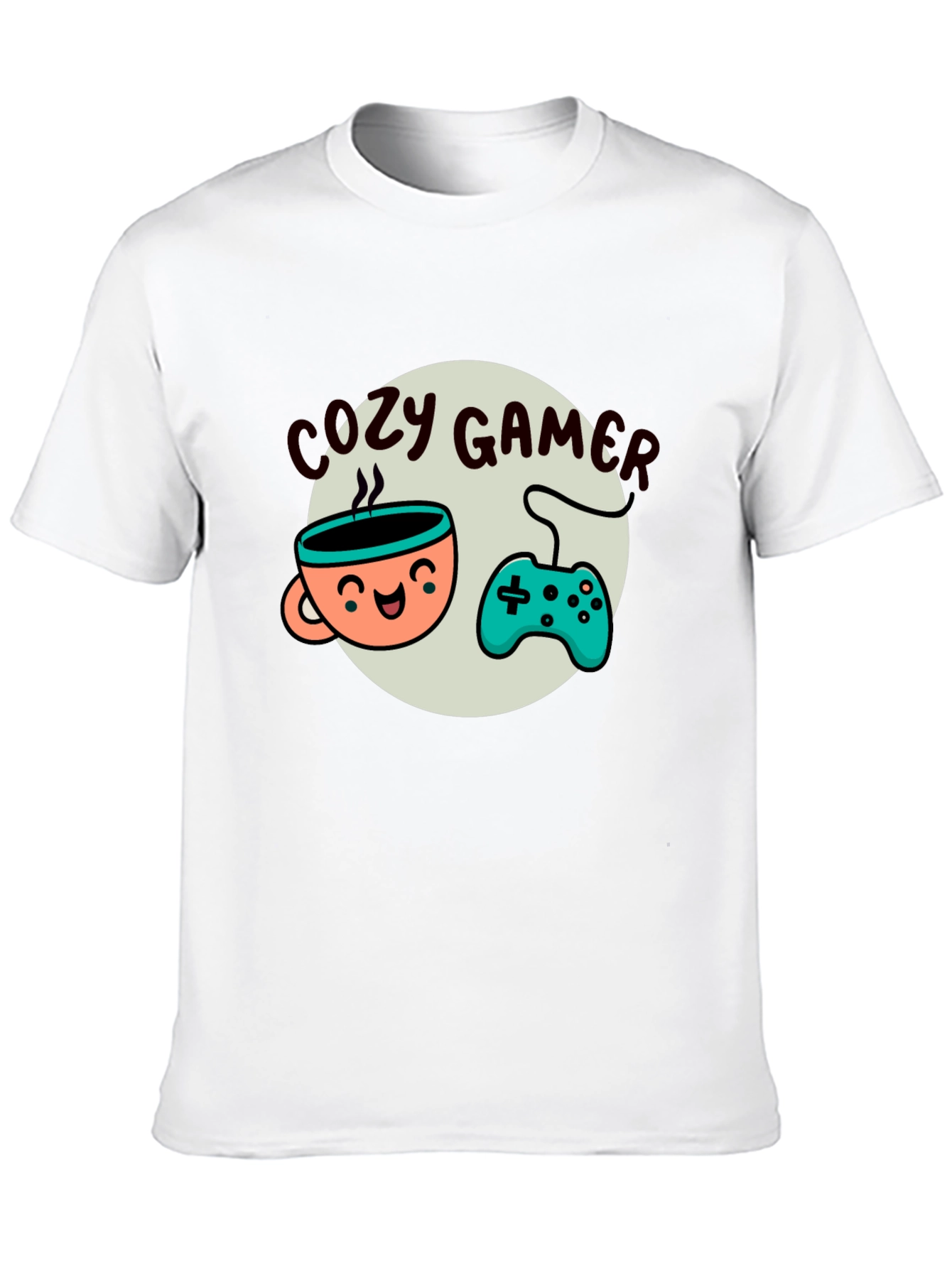 Cozy Gamer T-Shirt - Coffee and Controller Graphic Tee