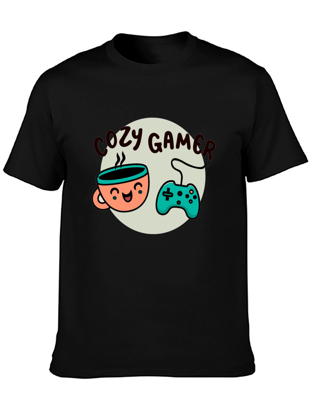 Cozy Gamer T-Shirt - Coffee and Controller Graphic Tee