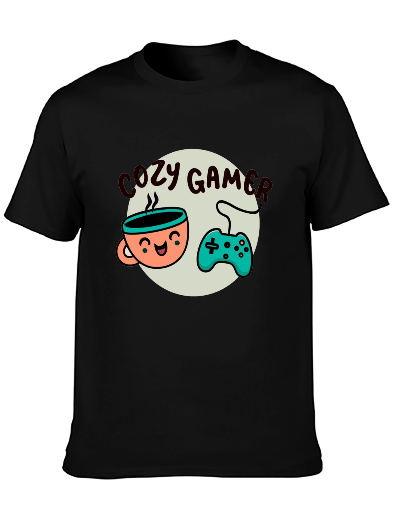 Cozy Gamer T-Shirt - Coffee and Controller Graphic Tee