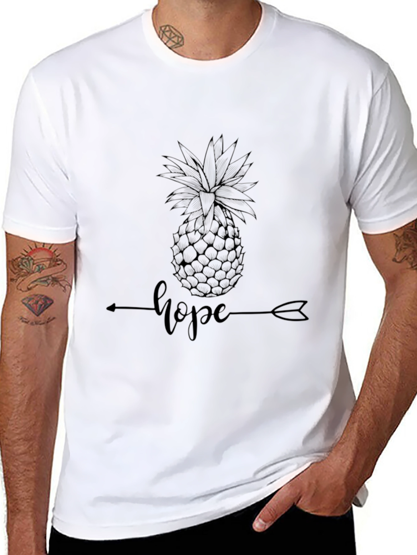 Pineapple Hope Graphic Tee - Stylish Black T-Shirt